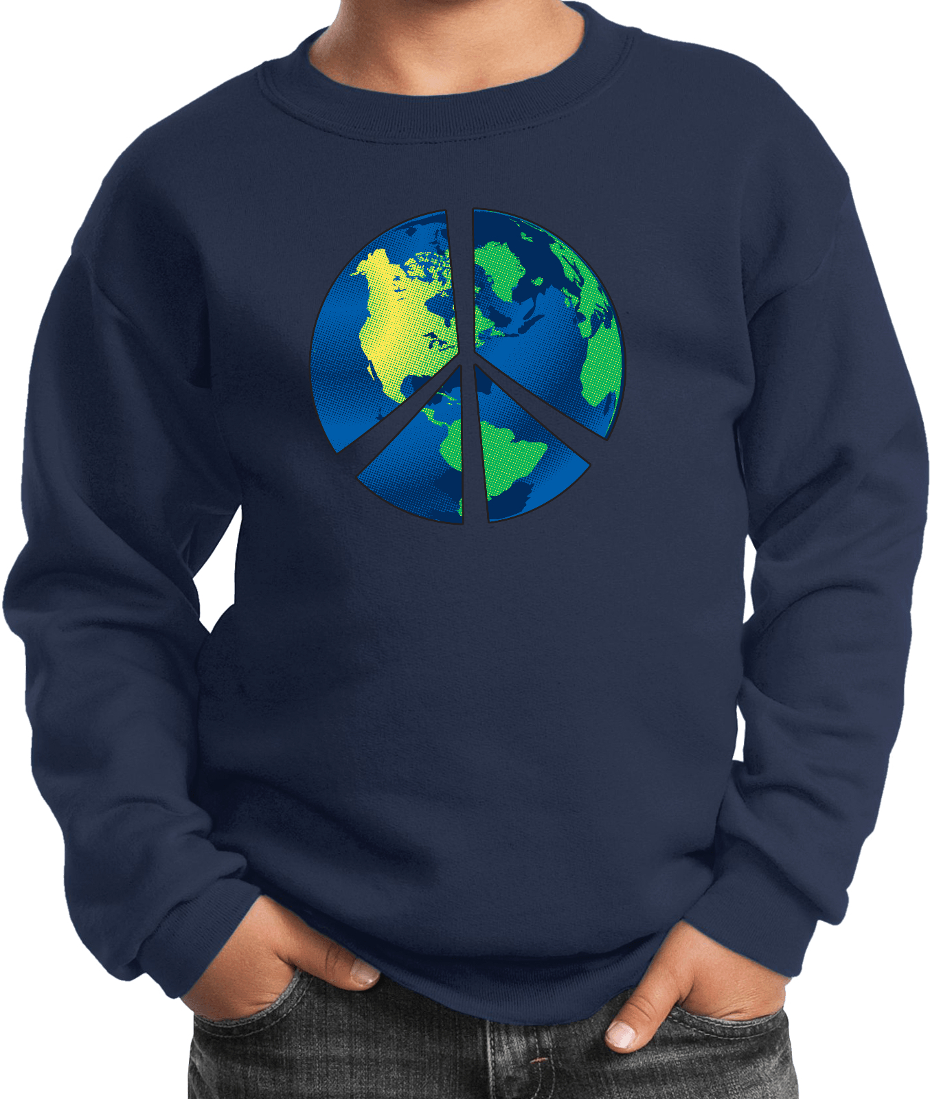 Buy Cool Shirts Kids Peace Sign Sweatshirt Blue Earth - Picture 7 of 13
