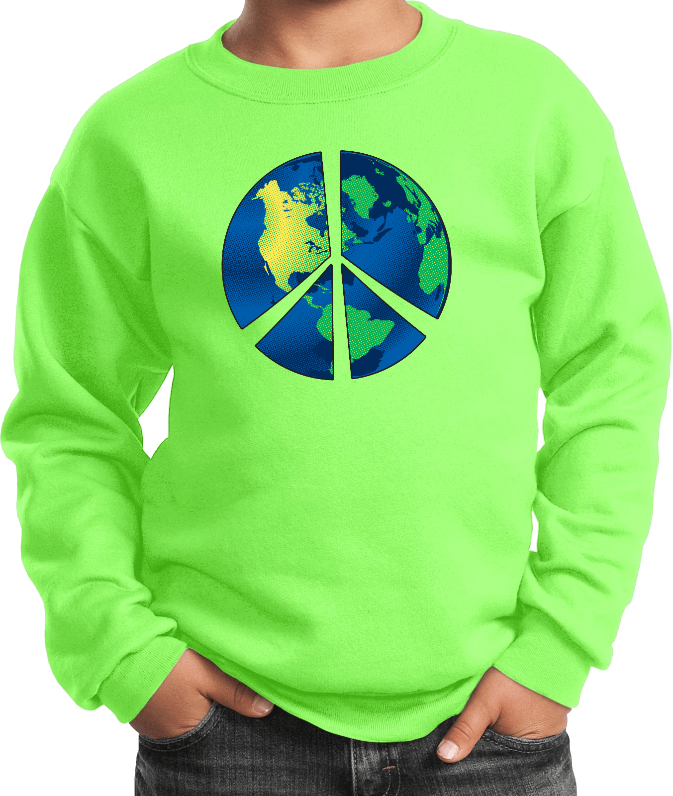 Buy Cool Shirts Kids Peace Sign Sweatshirt Blue Earth - Picture 9 of 13