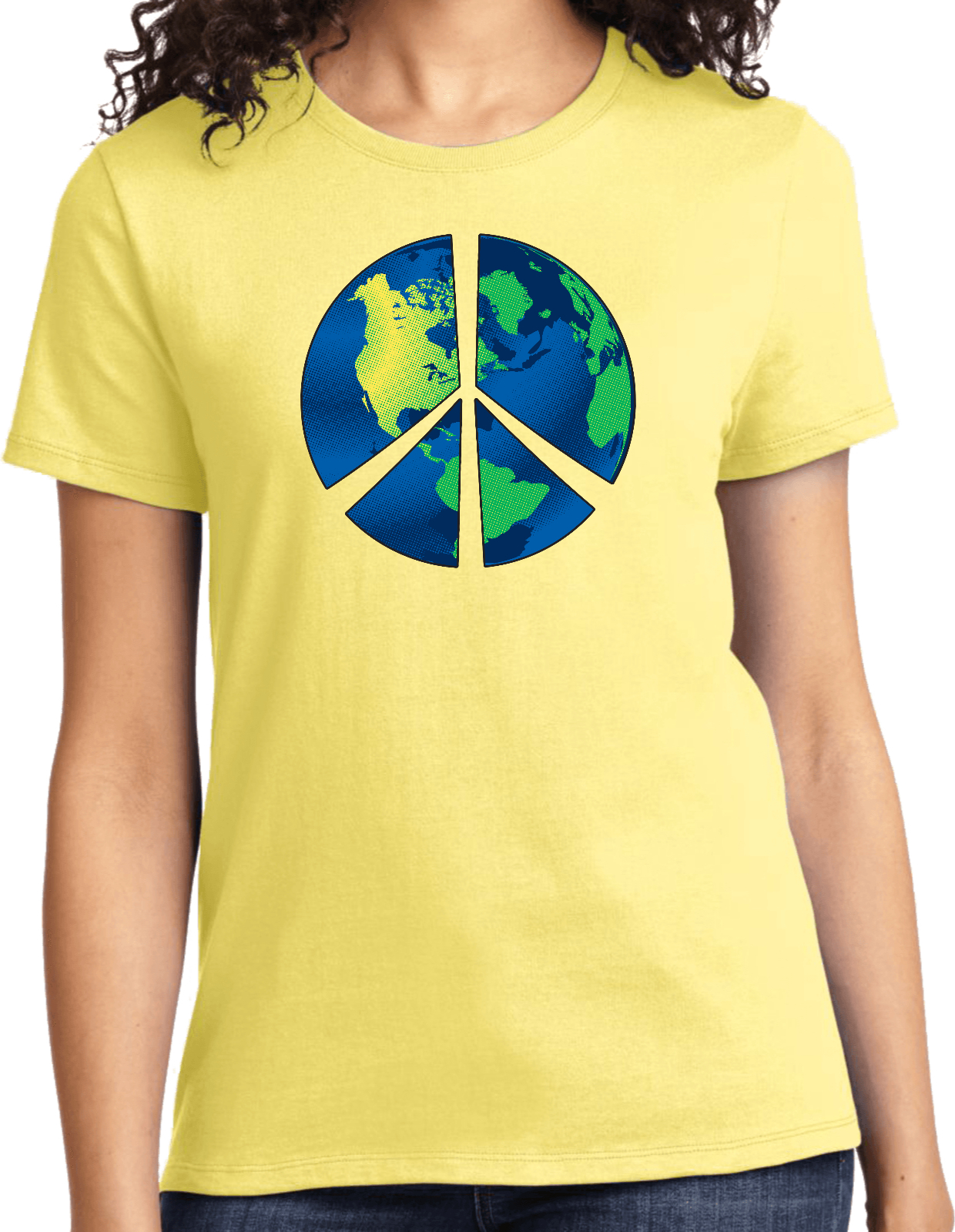Buy Cool Shirts Ladies Peace Sign T-shirt Blue Earth Tee - Picture 12 of 12