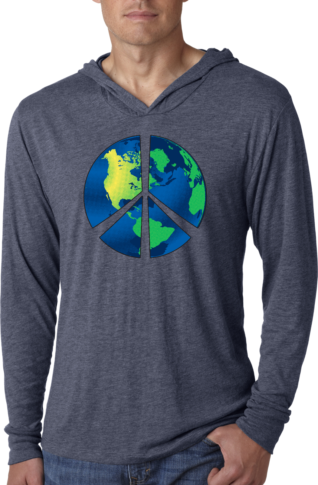 Buy Cool Shirts Peace Sign T-shirt Blue Earth Lightweight Hoodie