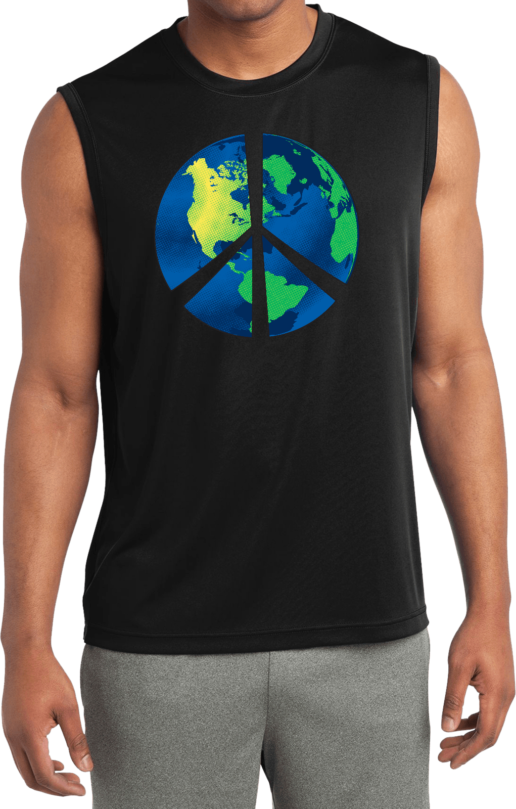 Buy Cool Shirts Peace Sign T-shirt Blue Earth Sleeveless Competitor Tee