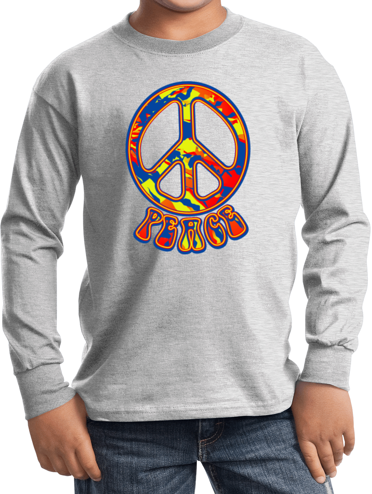 Buy Cool Shirts Kids Peace T-shirt Funky 70's Peace Sign Long Sleeve - Picture 2 of 12