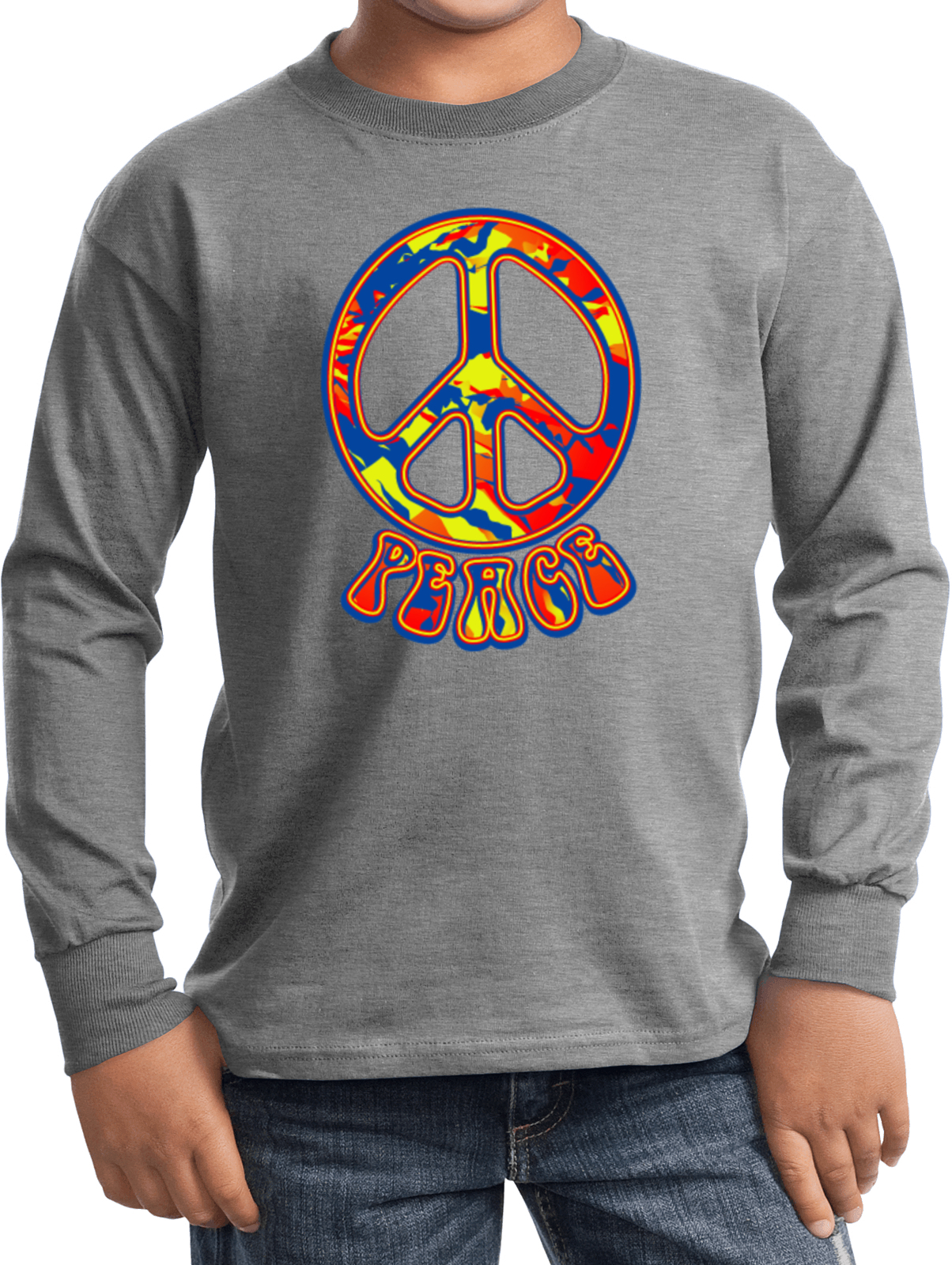 Buy Cool Shirts Kids Peace T-shirt Funky 70's Peace Sign Long Sleeve - Picture 3 of 12