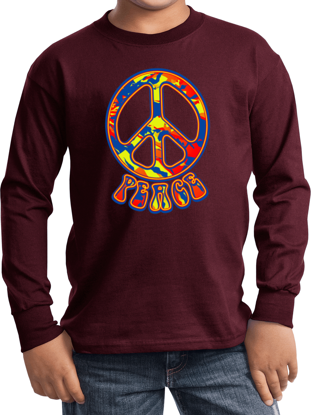 Buy Cool Shirts Kids Peace T-shirt Funky 70's Peace Sign Long Sleeve - Picture 4 of 12