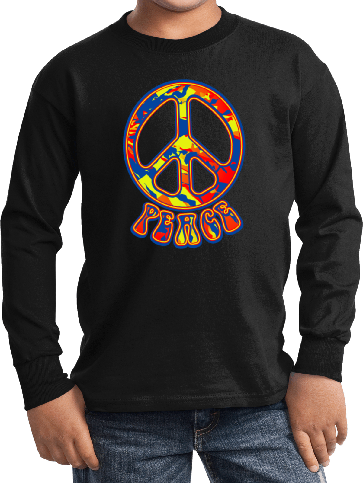 Buy Cool Shirts Kids Peace T-shirt Funky 70's Peace Sign Long Sleeve - Picture 5 of 12