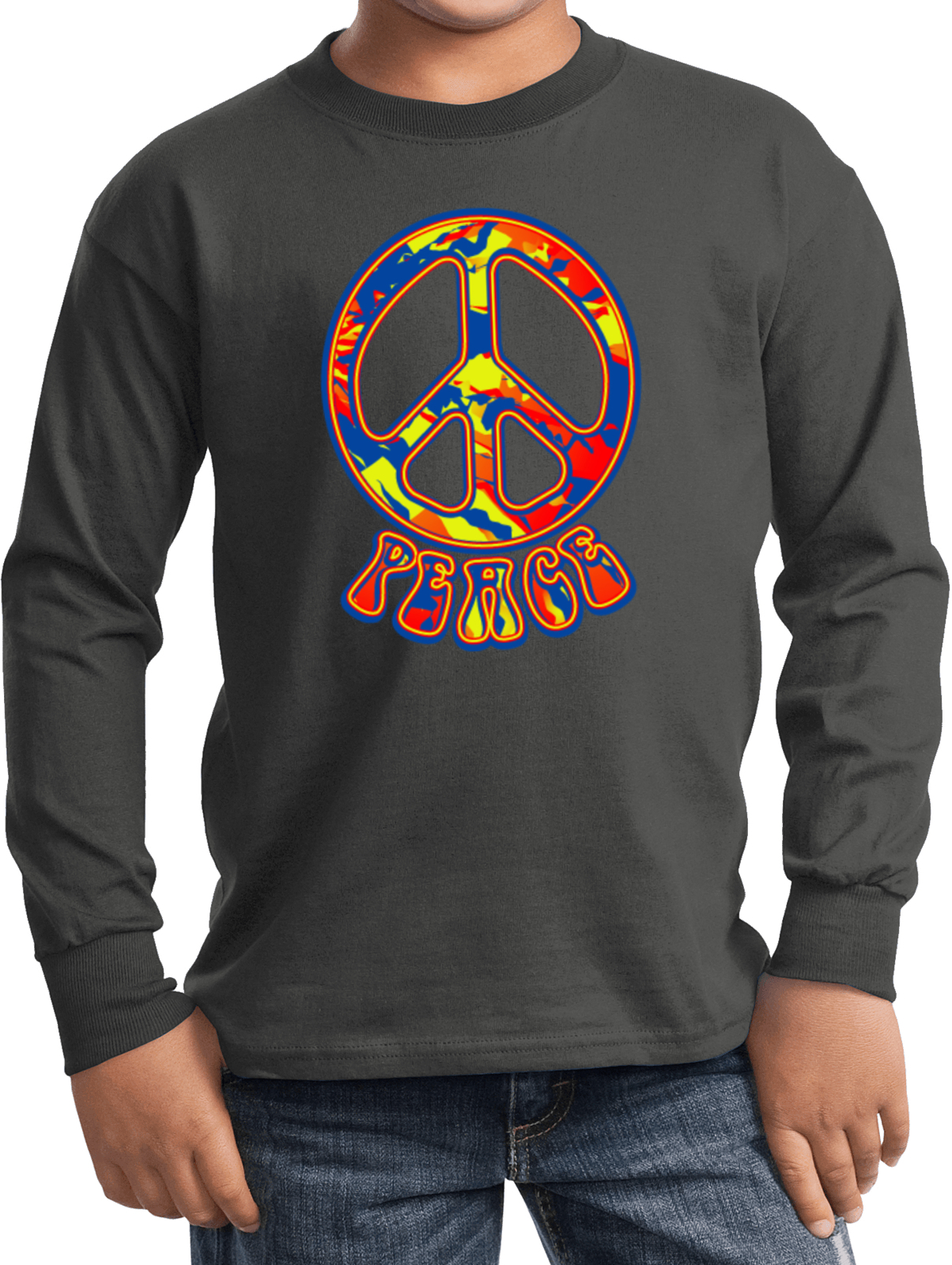 Buy Cool Shirts Kids Peace T-shirt Funky 70's Peace Sign Long Sleeve - Picture 6 of 12