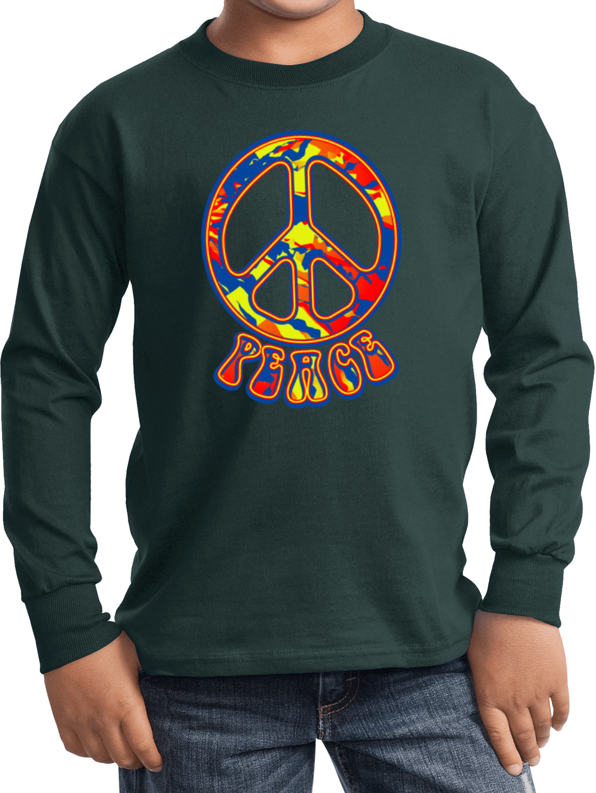 Buy Cool Shirts Kids Peace T-shirt Funky 70's Peace Sign Long Sleeve - Picture 7 of 12