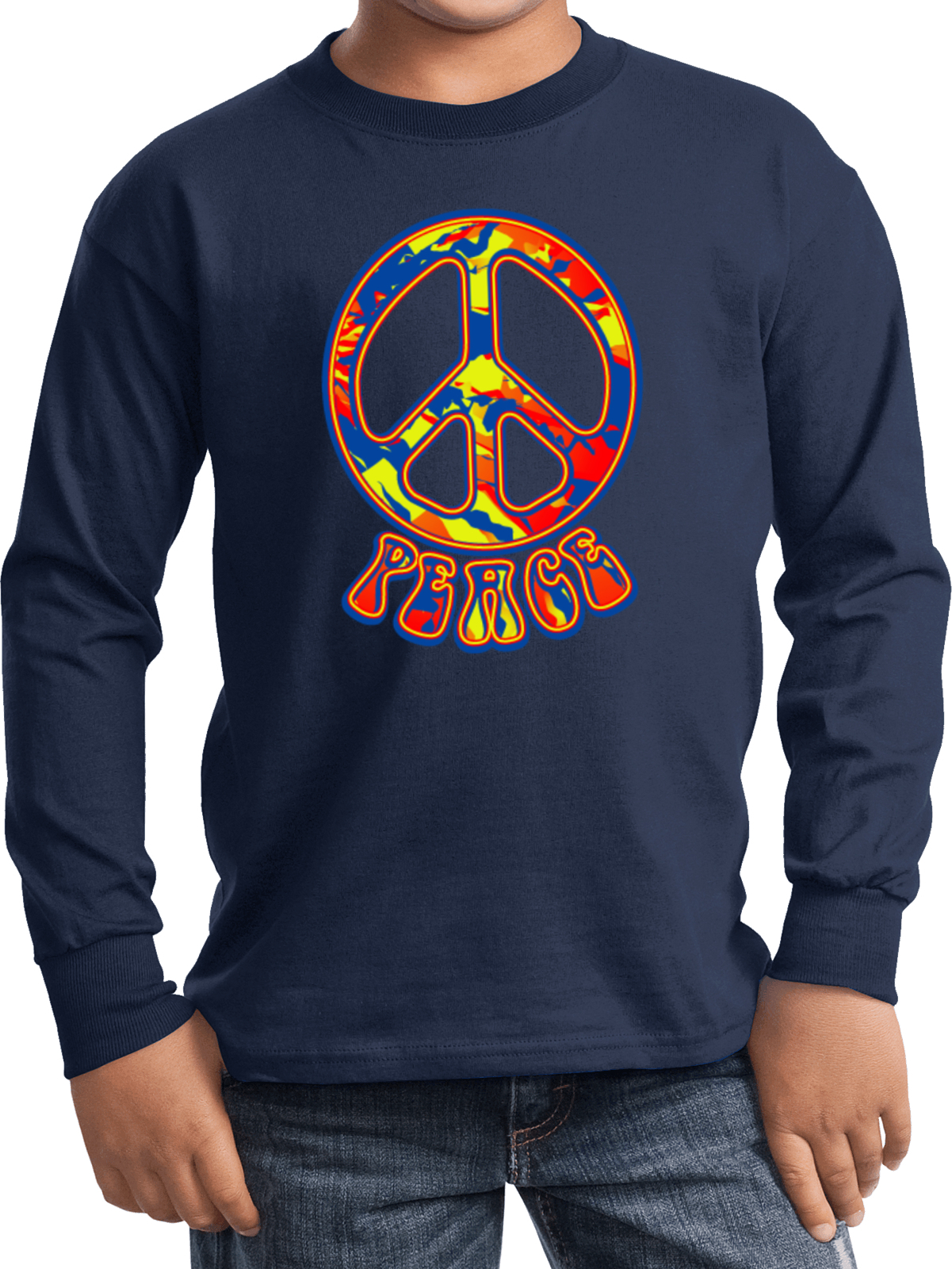 Buy Cool Shirts Kids Peace T-shirt Funky 70's Peace Sign Long Sleeve - Picture 8 of 12