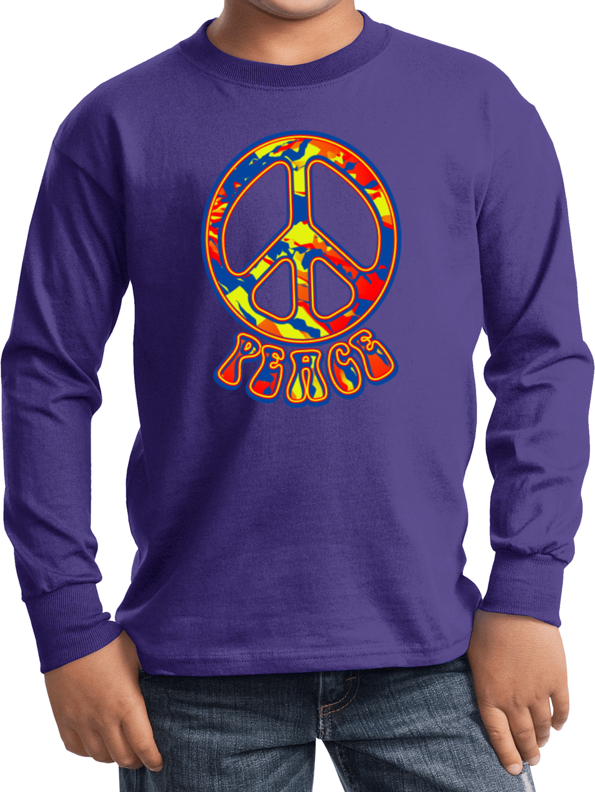 Buy Cool Shirts Kids Peace T-shirt Funky 70's Peace Sign Long Sleeve - Picture 9 of 12