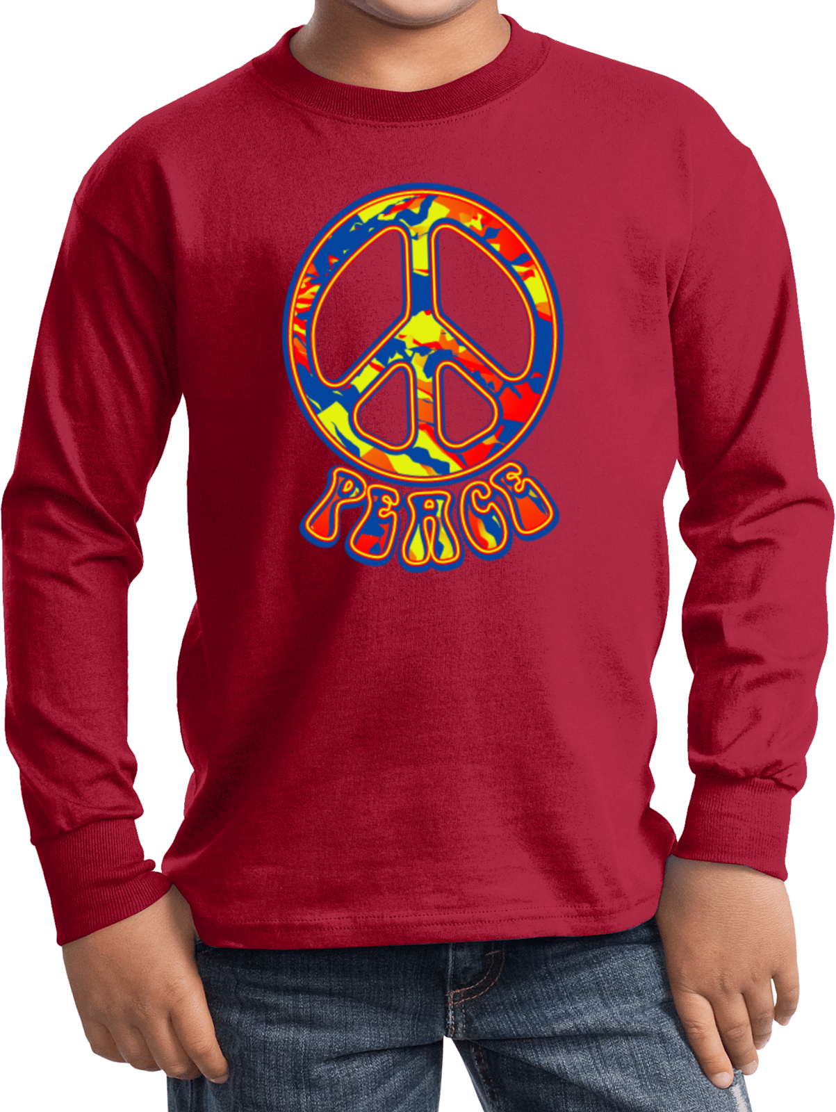 Buy Cool Shirts Kids Peace T-shirt Funky 70's Peace Sign Long Sleeve - Picture 10 of 12