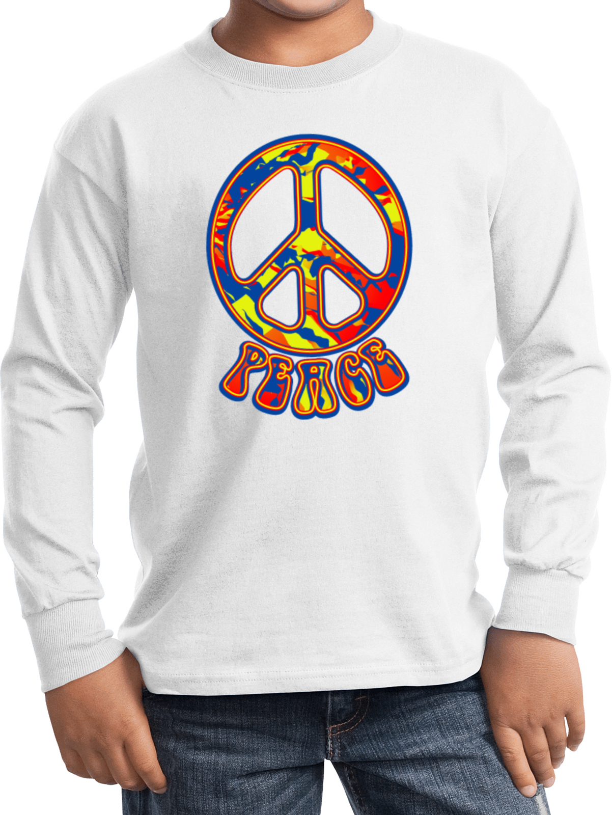 Buy Cool Shirts Kids Peace T-shirt Funky 70's Peace Sign Long Sleeve - Picture 12 of 12
