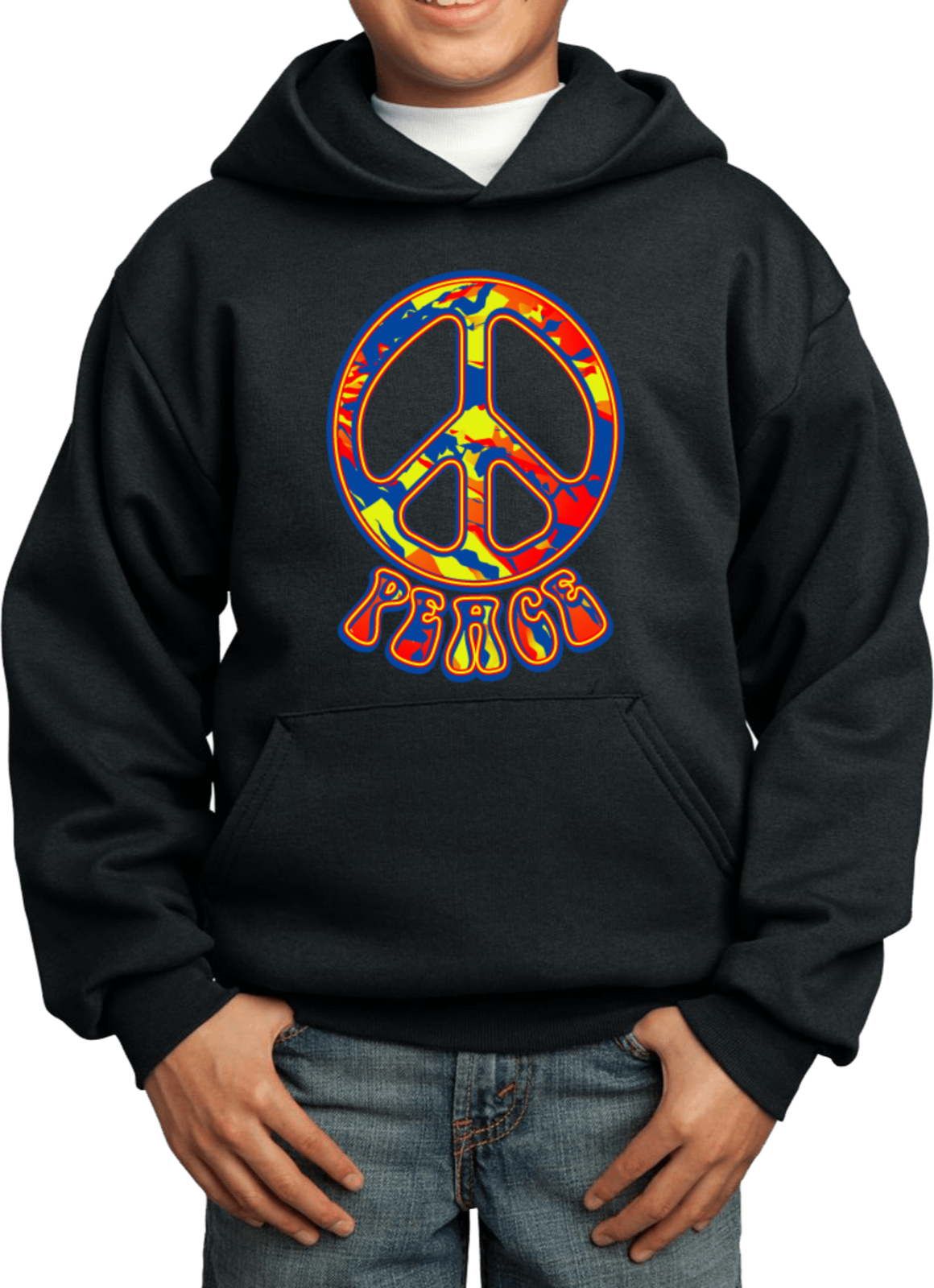 Buy Cool Shirts Funky Peace Sign Kids Hoodie - Picture 4 of 15