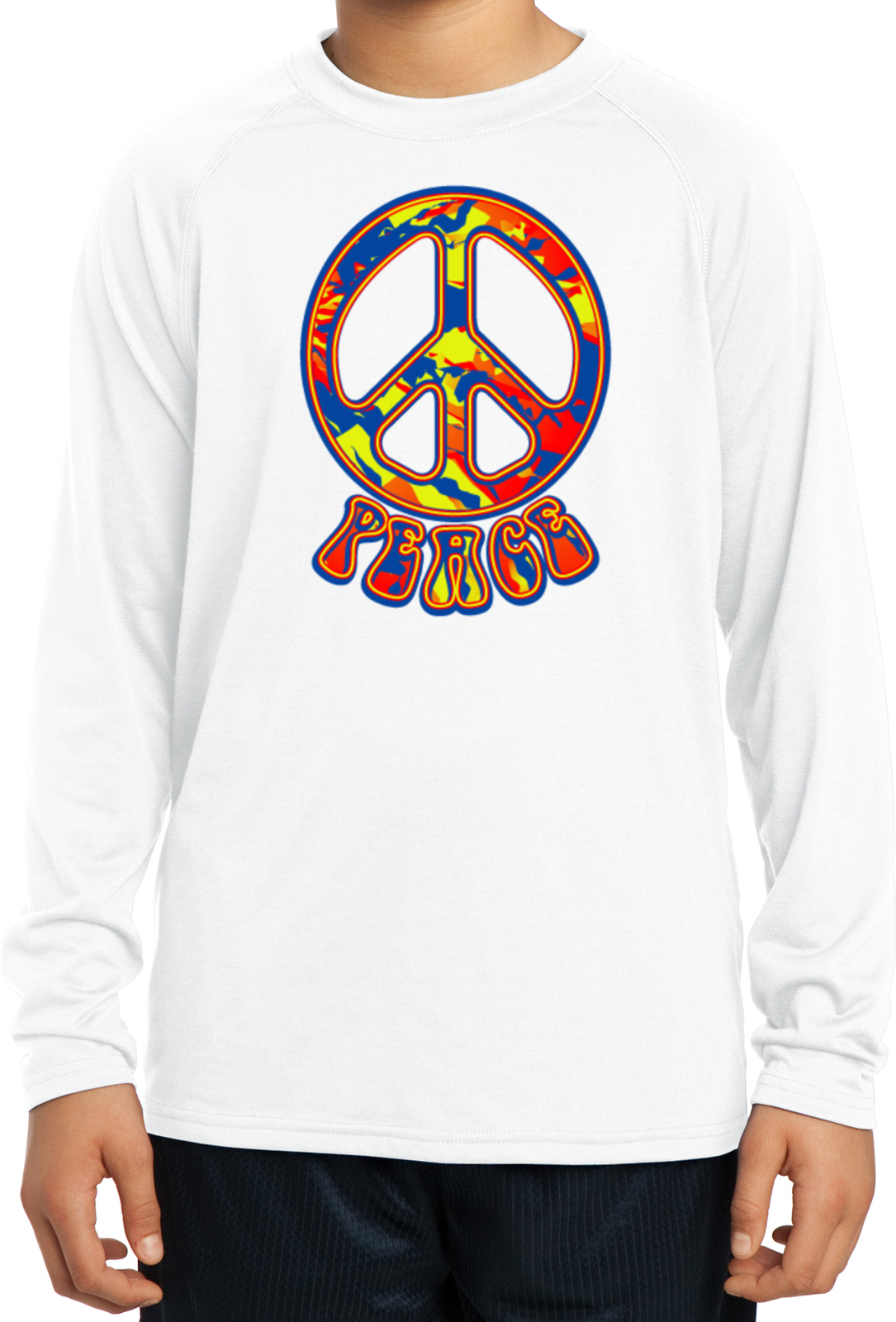 Buy Cool Shirts Kids Peace T-shirt Funky 70's Peace Sign Dry Wicking Long Sleeve - Picture 7 of 7