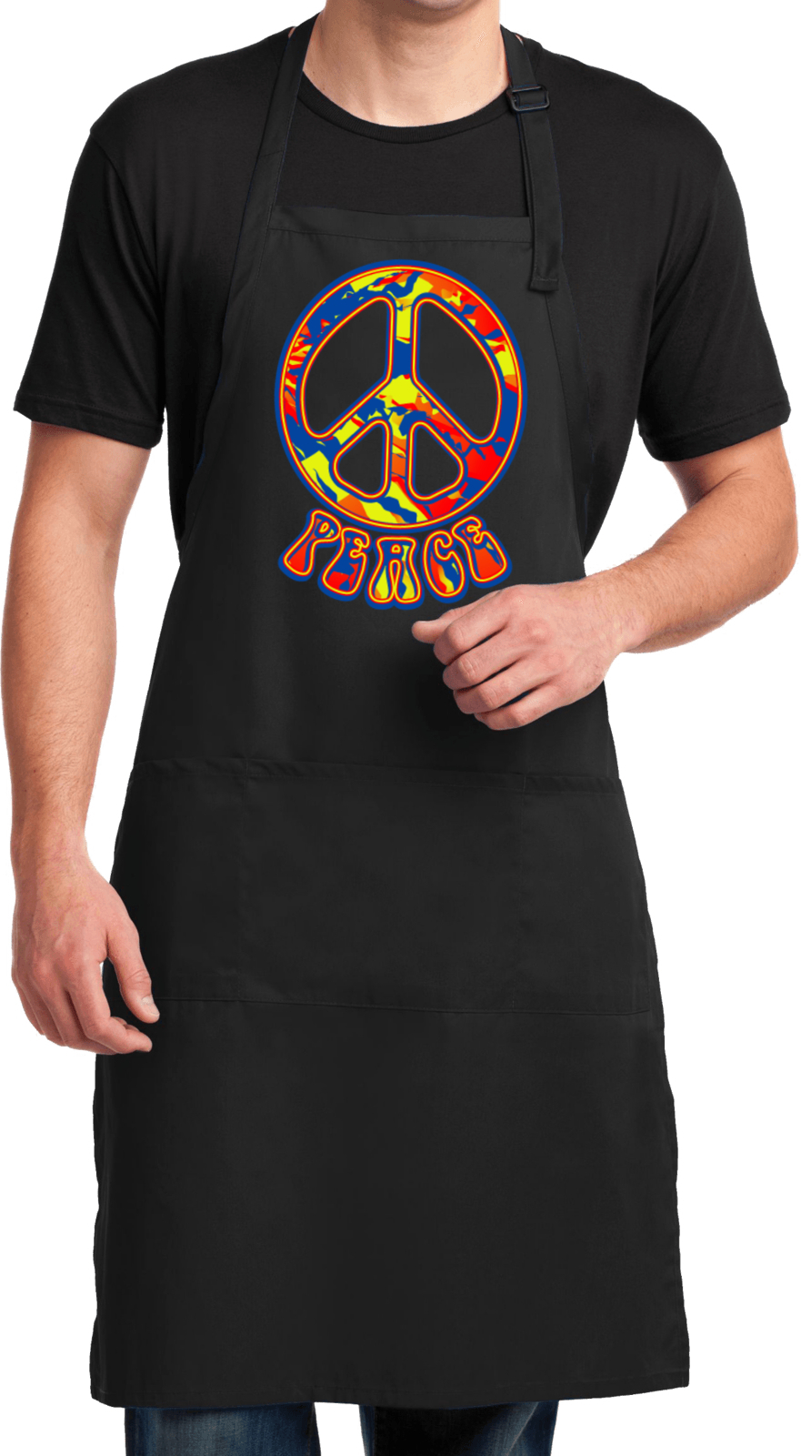 Buy Cool Shirts Funky Peace Sign Mens Apron - Picture 2 of 7