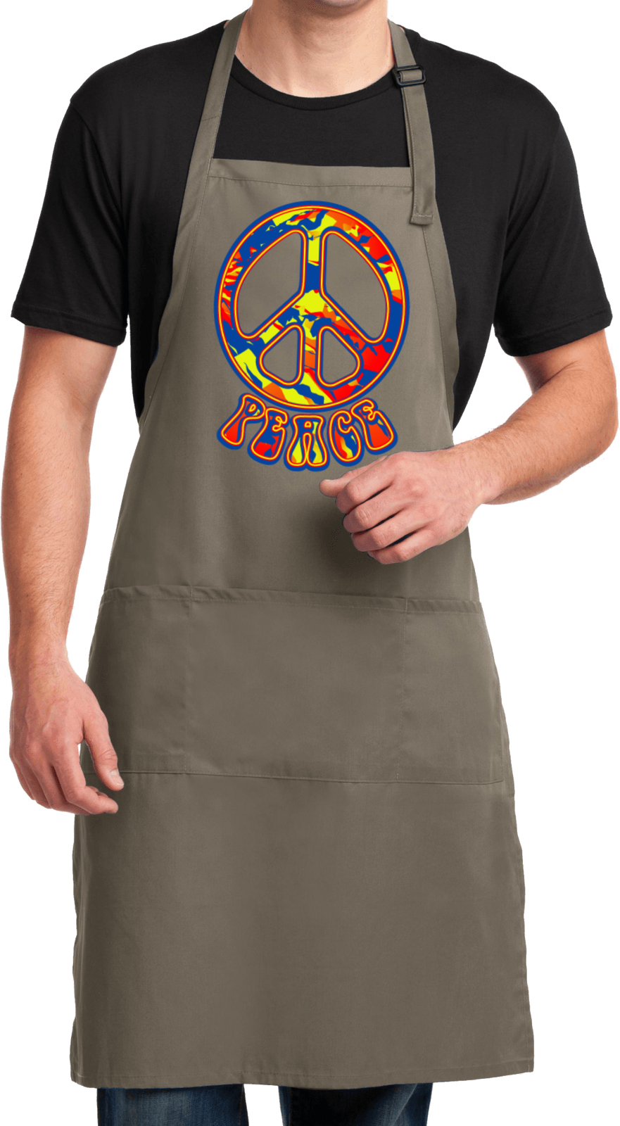 Buy Cool Shirts Funky Peace Sign Mens Apron - Picture 3 of 7