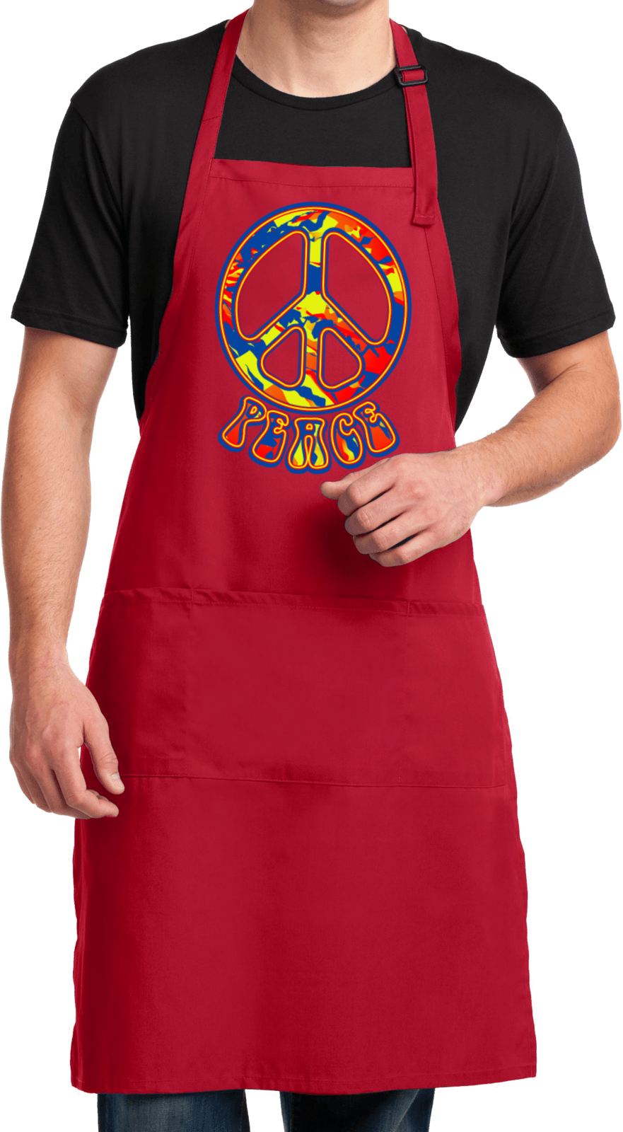 Buy Cool Shirts Funky Peace Sign Mens Apron - Picture 5 of 7