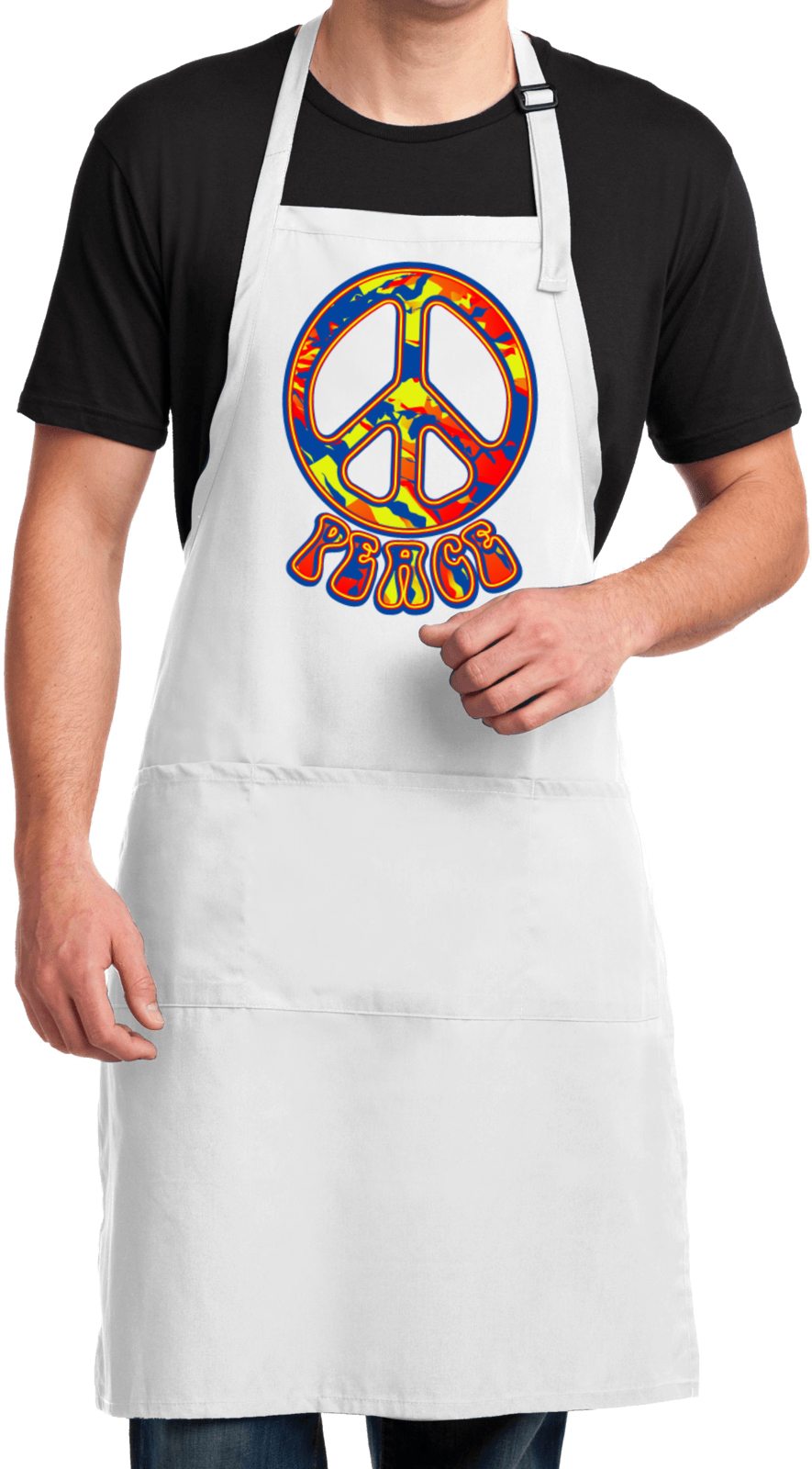 Buy Cool Shirts Funky Peace Sign Mens Apron - Picture 7 of 7