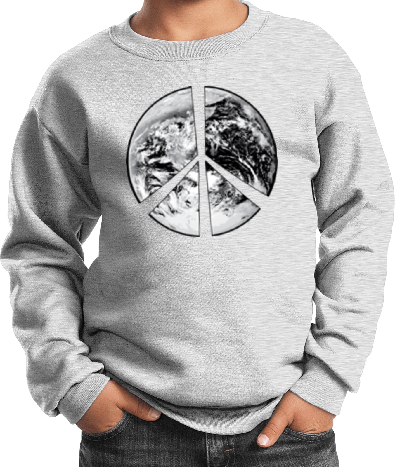 Buy Cool Shirts Kids Peace Sweatshirt Earth Satellite Symbol - Picture 2 of 13