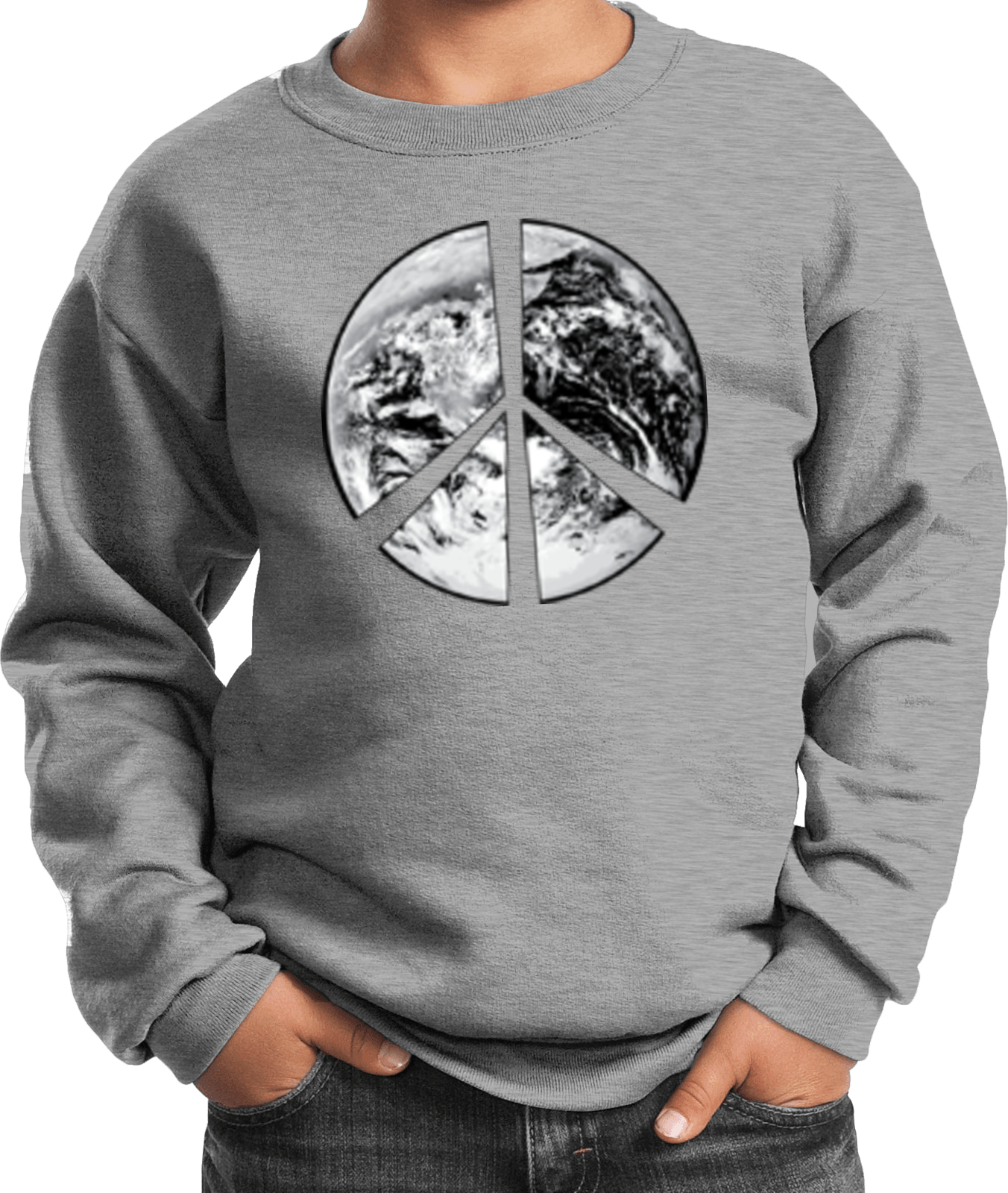 Buy Cool Shirts Kids Peace Sweatshirt Earth Satellite Symbol - Picture 3 of 13