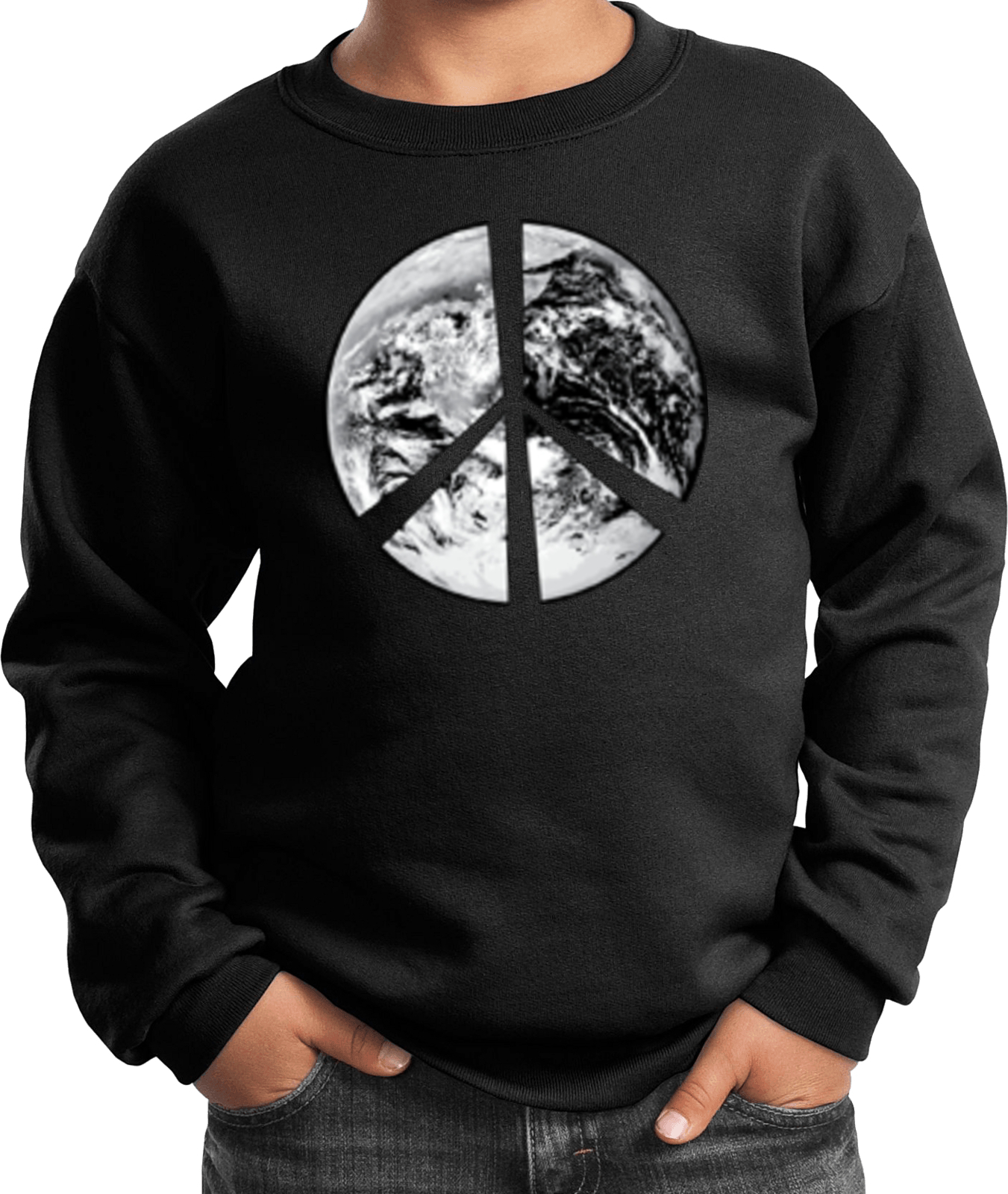Buy Cool Shirts Kids Peace Sweatshirt Earth Satellite Symbol - Picture 4 of 13