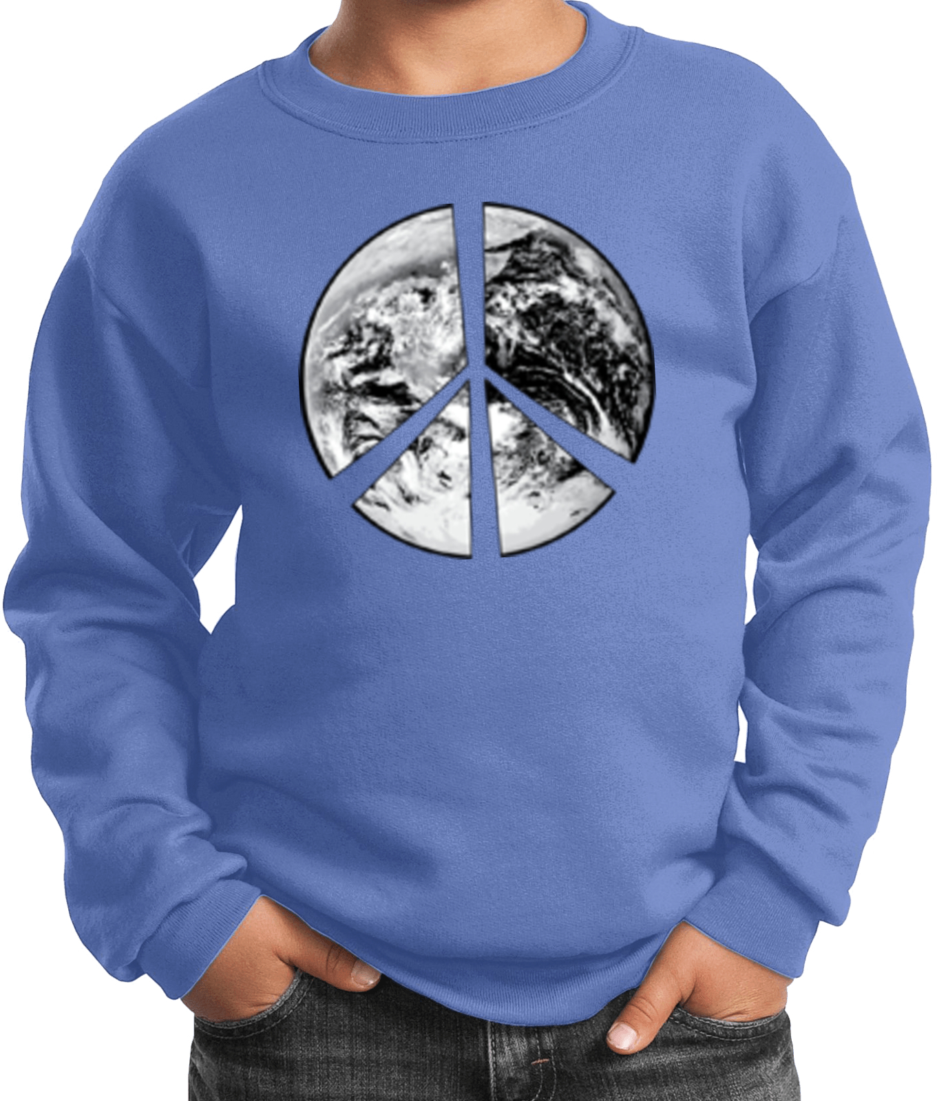 Buy Cool Shirts Kids Peace Sweatshirt Earth Satellite Symbol - Picture 5 of 13