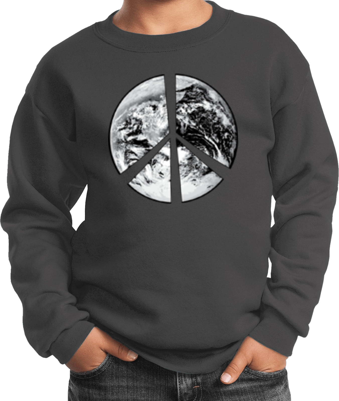 Buy Cool Shirts Kids Peace Sweatshirt Earth Satellite Symbol - Picture 6 of 13