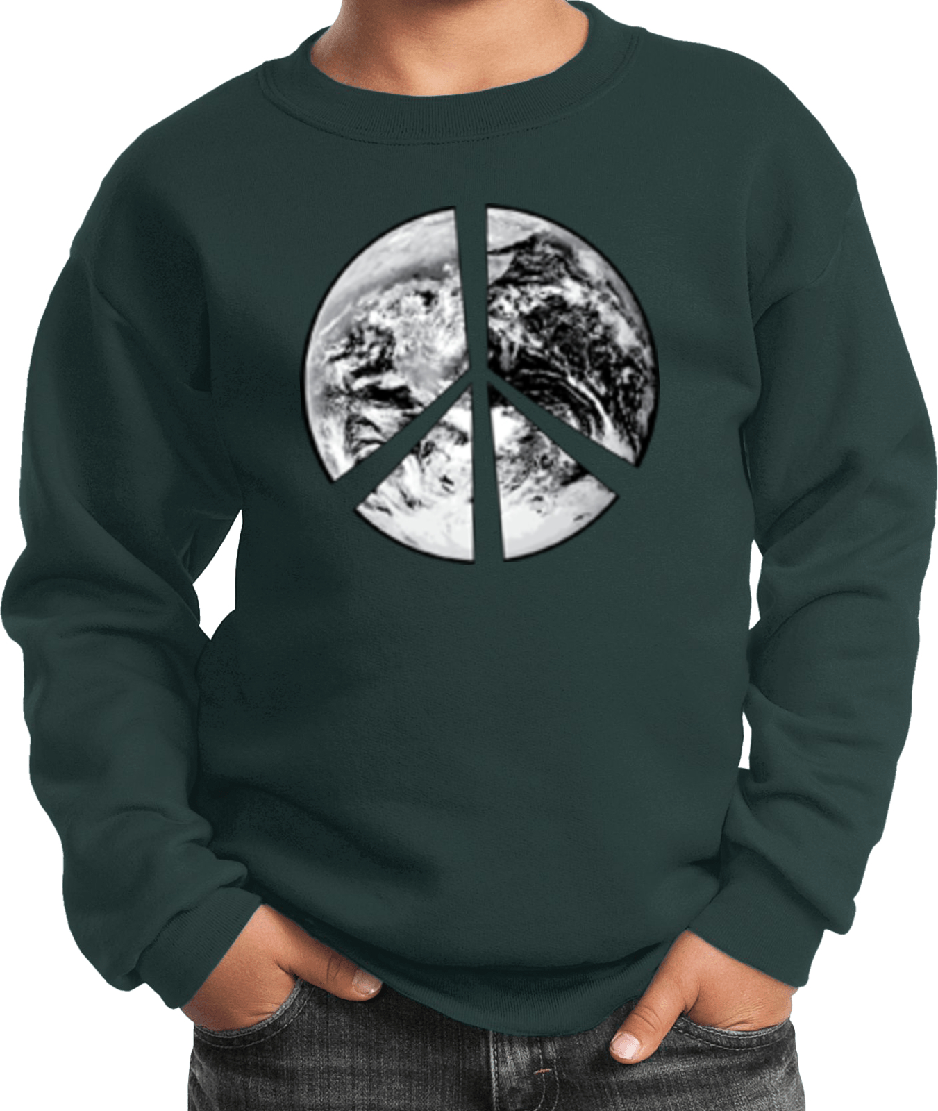 Buy Cool Shirts Kids Peace Sweatshirt Earth Satellite Symbol - Picture 7 of 13