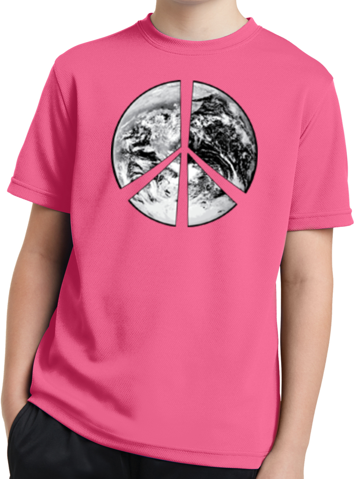 Buy Cool Shirts Kids Peace T-shirt Earth Satellite Symbol Youth Dry Wicking Tee - Picture 2 of 14