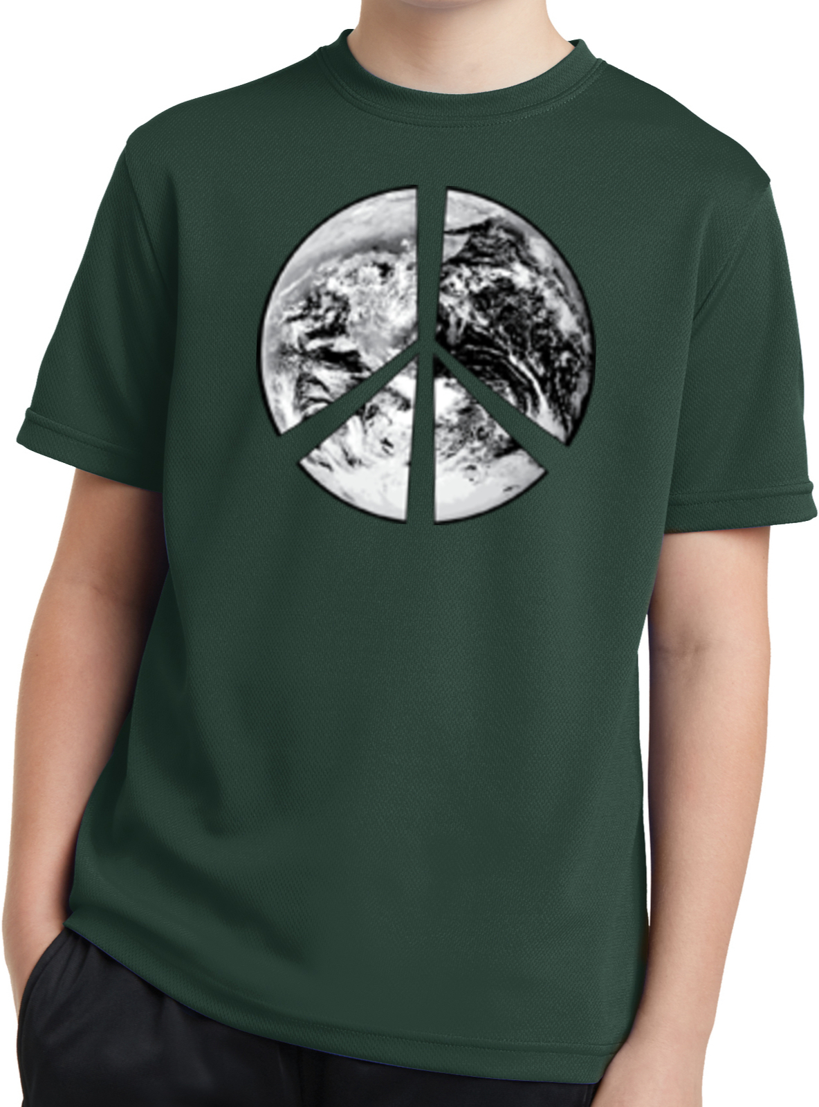Buy Cool Shirts Kids Peace T-shirt Earth Satellite Symbol Youth Dry Wicking Tee - Picture 3 of 14