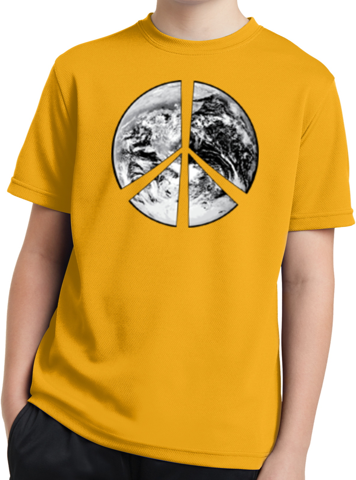 Buy Cool Shirts Kids Peace T-shirt Earth Satellite Symbol Youth Dry Wicking Tee - Picture 4 of 14