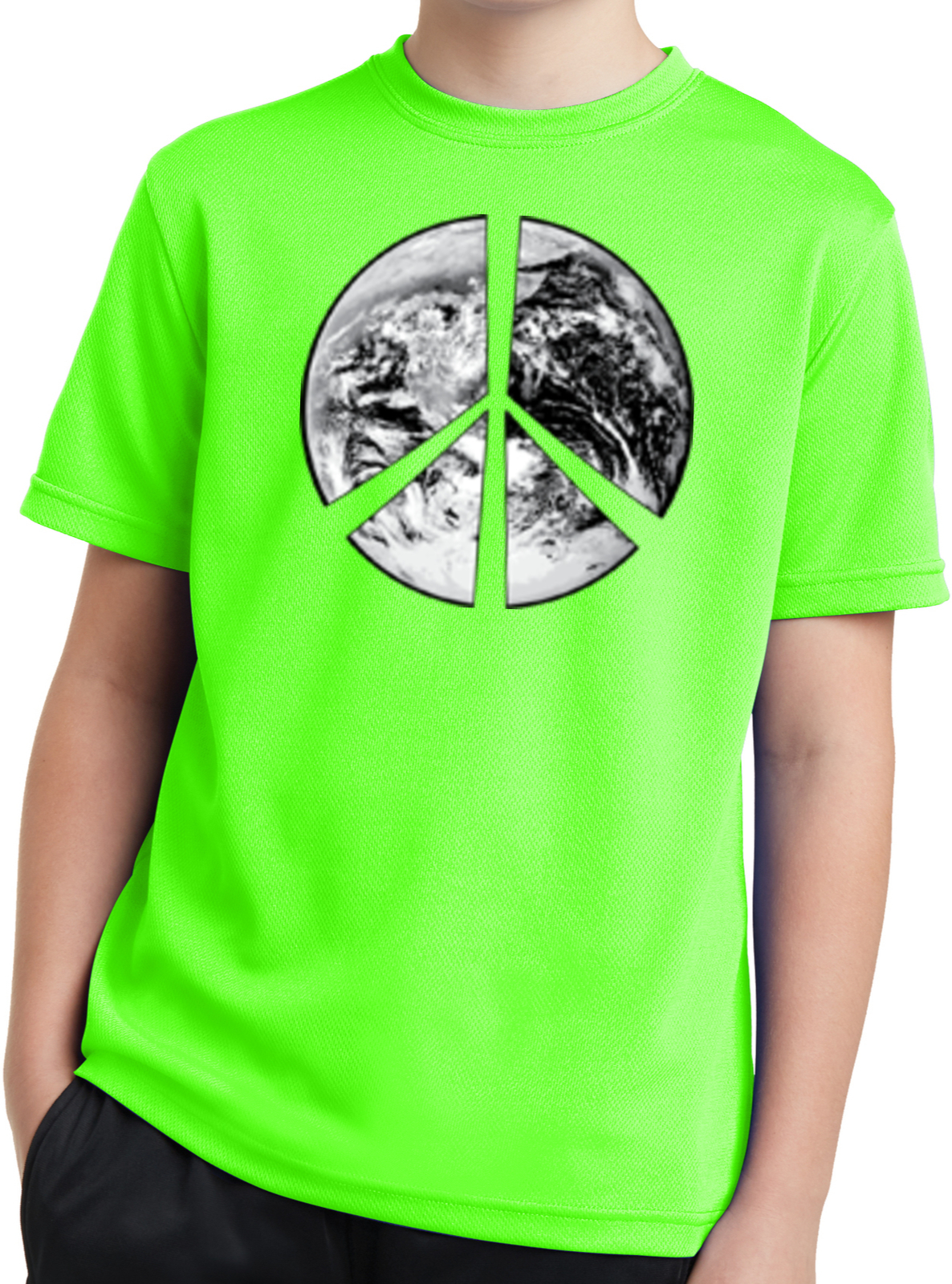 Buy Cool Shirts Kids Peace T-shirt Earth Satellite Symbol Youth Dry Wicking Tee - Picture 8 of 14
