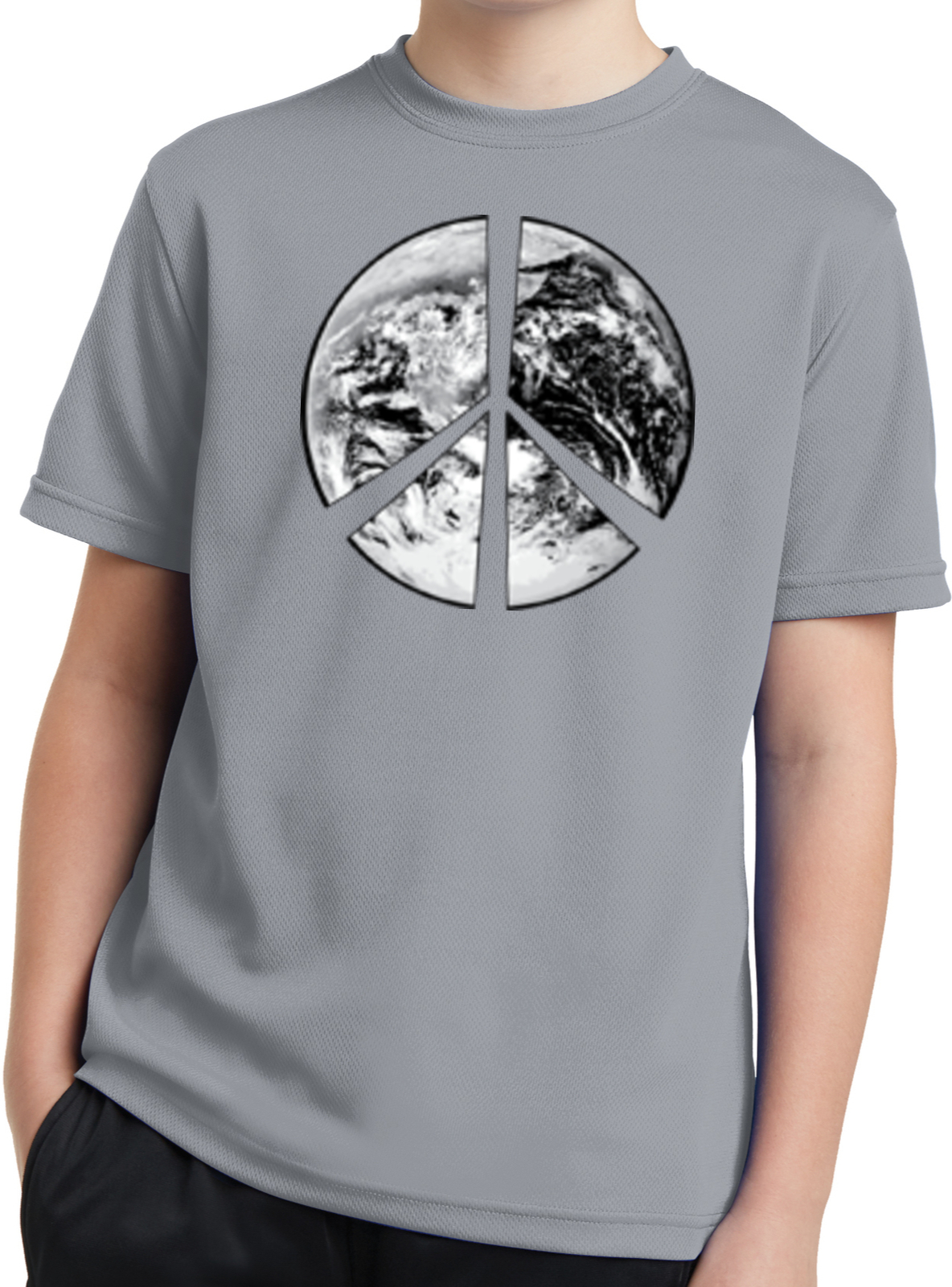 Buy Cool Shirts Kids Peace T-shirt Earth Satellite Symbol Youth Dry Wicking Tee - Picture 13 of 14