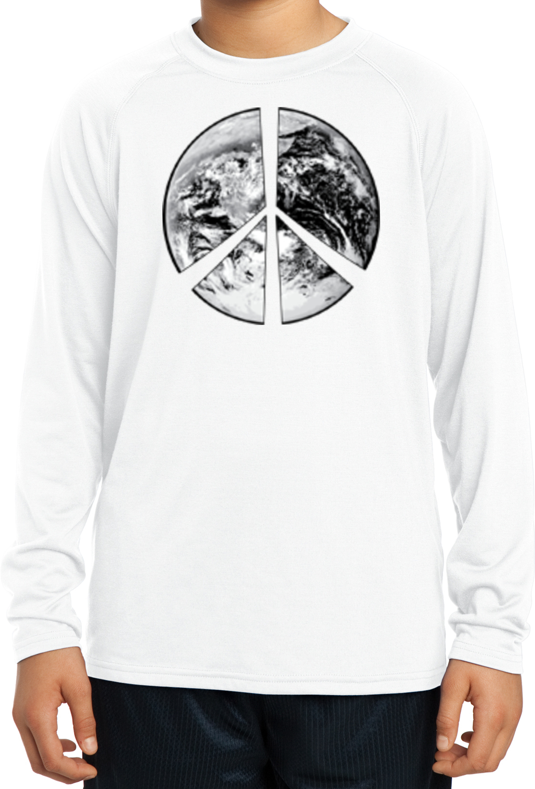 Buy Cool Shirts Kids Peace Shirt Earth Satellite Symbol Dry Wicking Long Sleeve - Picture 7 of 7