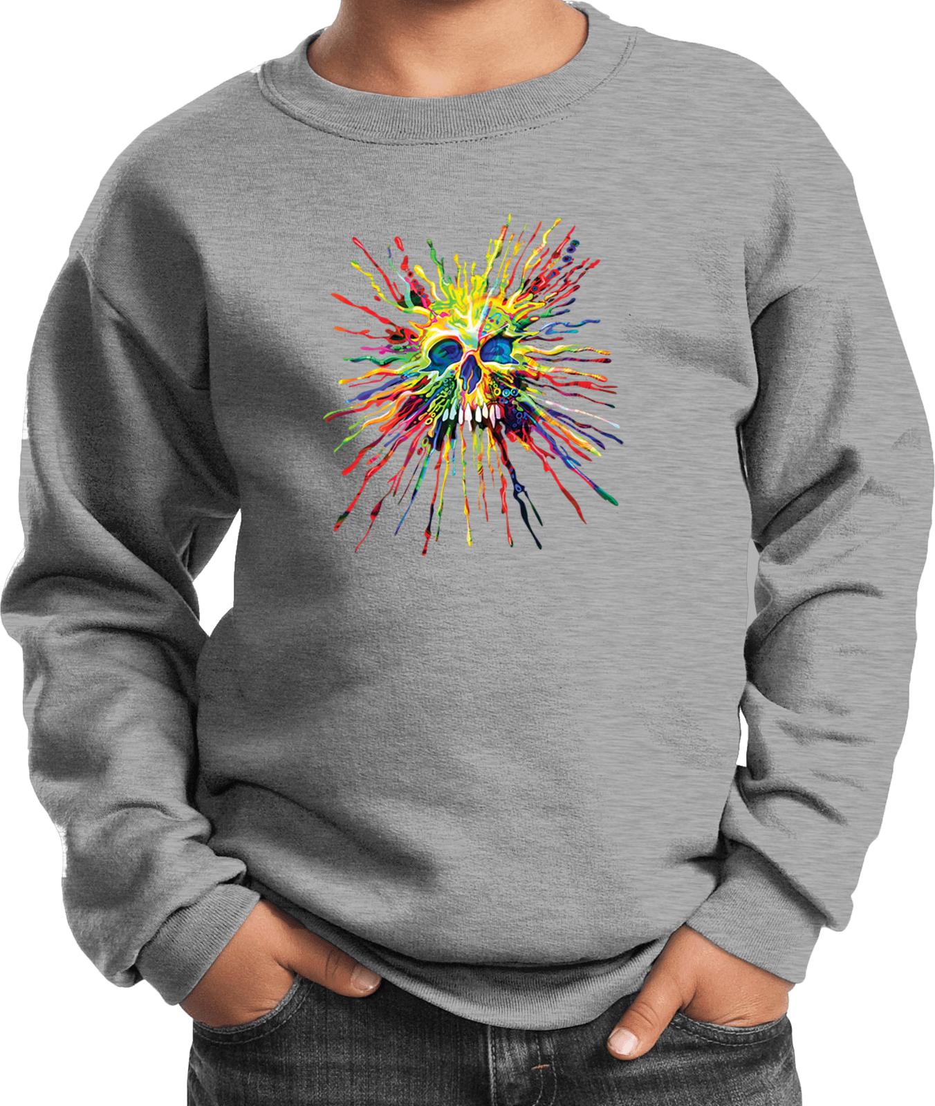 Buy Cool Shirts Splatter Skull Youth Kids Sweatshirt - Picture 2 of 14