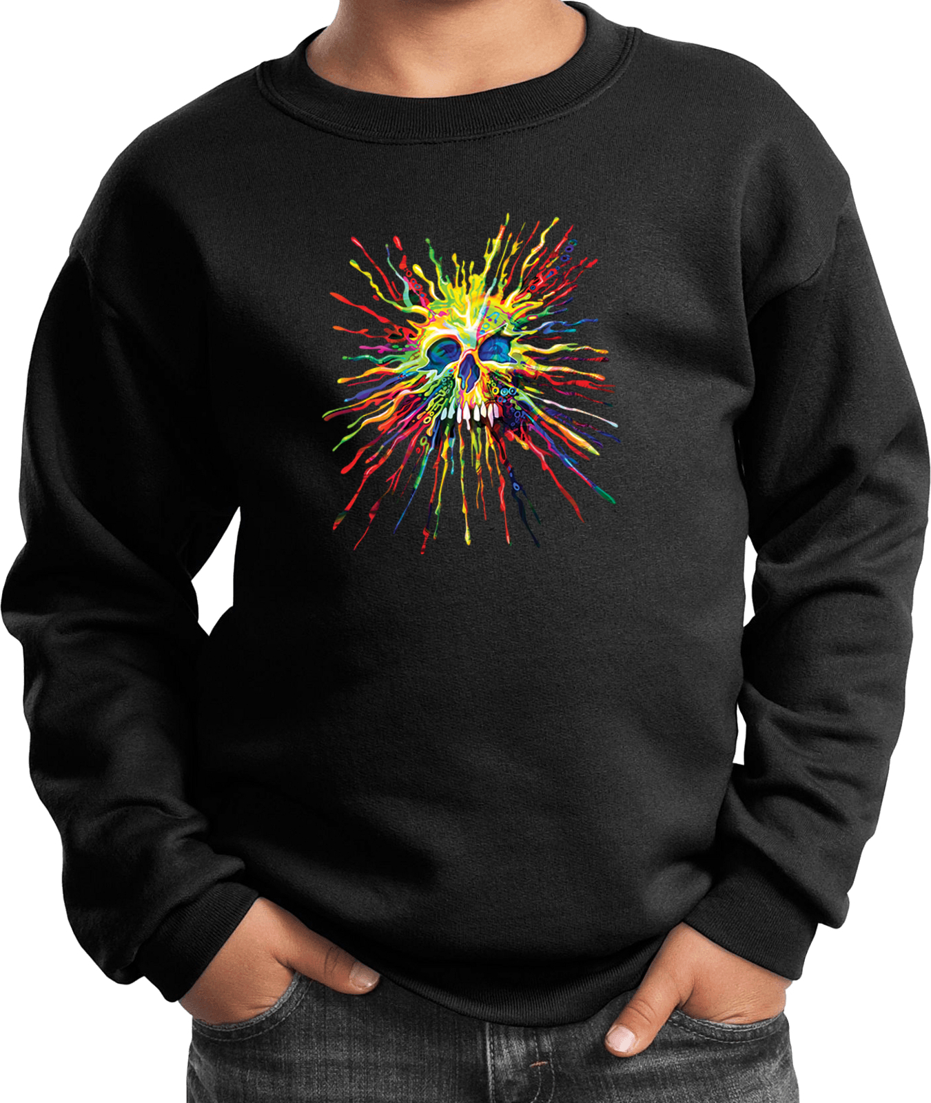Buy Cool Shirts Splatter Skull Youth Kids Sweatshirt - Picture 3 of 14