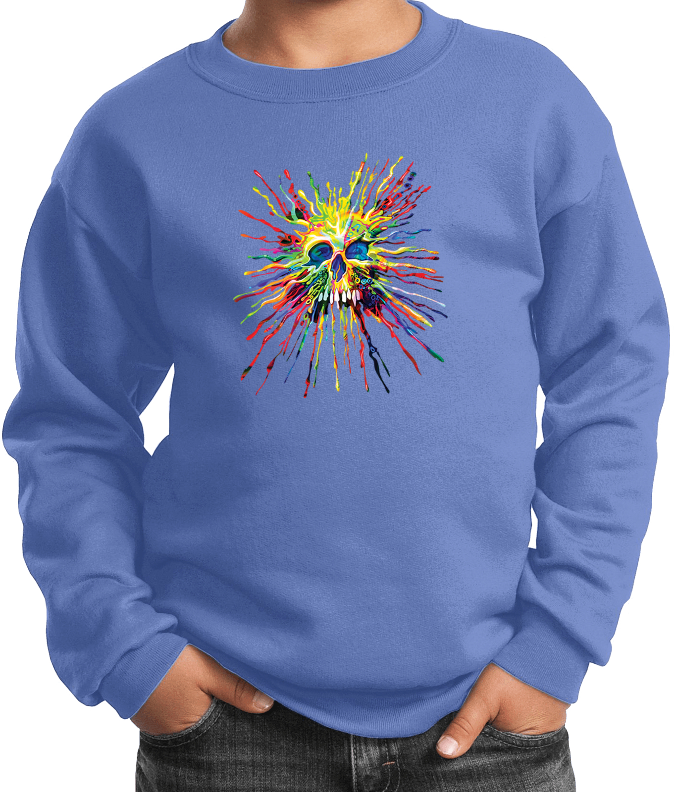 Buy Cool Shirts Splatter Skull Youth Kids Sweatshirt - Picture 4 of 14
