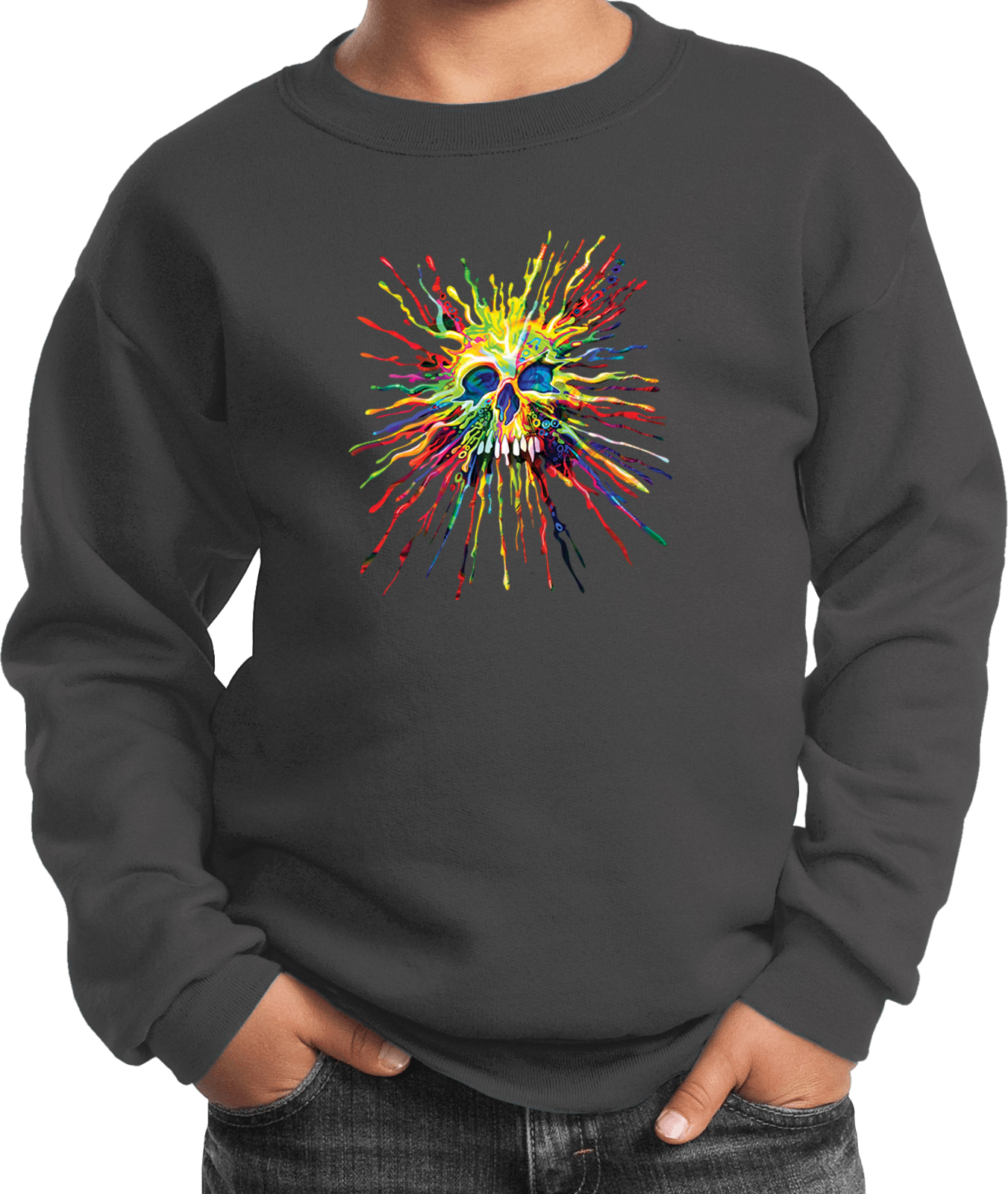 Buy Cool Shirts Splatter Skull Youth Kids Sweatshirt - Picture 5 of 14