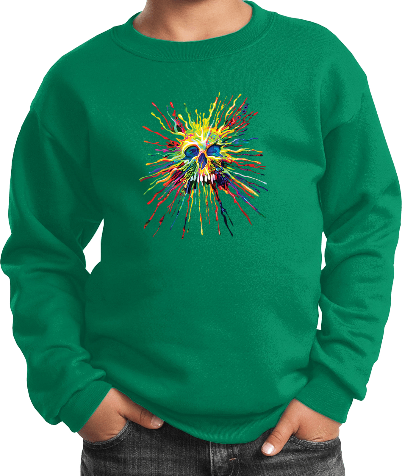 Buy Cool Shirts Splatter Skull Youth Kids Sweatshirt - Picture 7 of 14