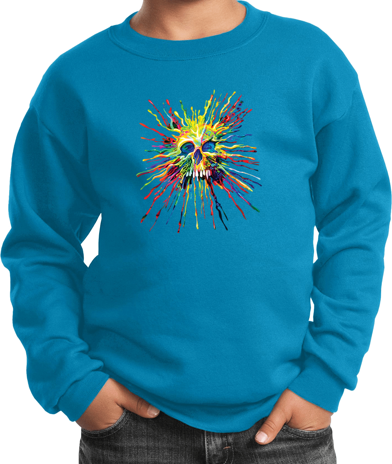 Buy Cool Shirts Splatter Skull Youth Kids Sweatshirt - Picture 9 of 14