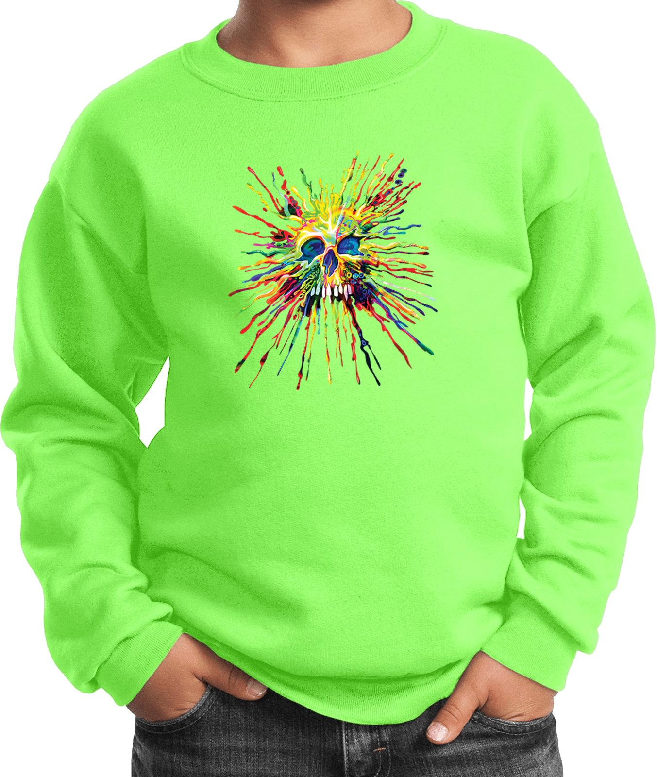 Buy Cool Shirts Splatter Skull Youth Kids Sweatshirt - Picture 10 of 14
