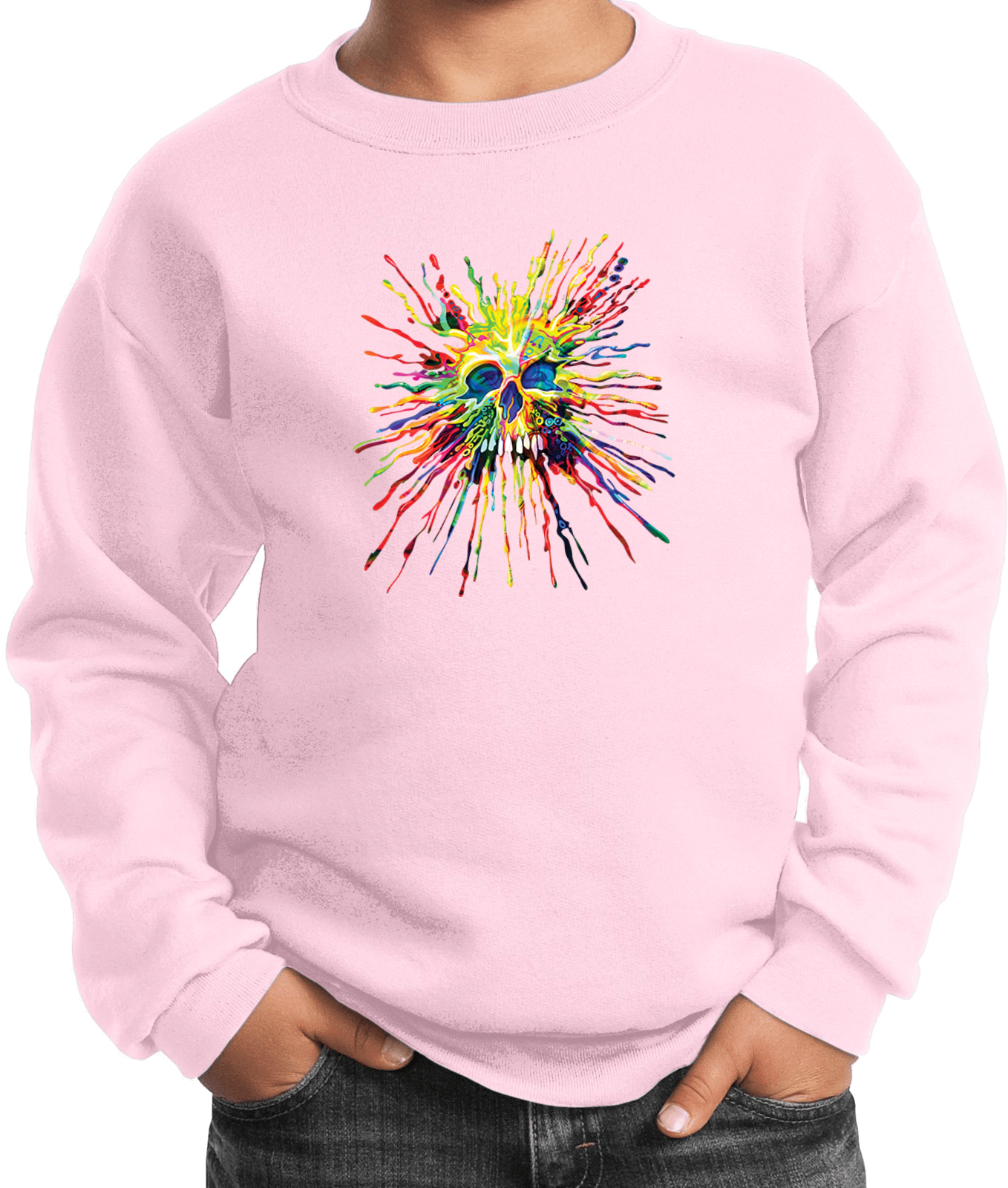 Buy Cool Shirts Splatter Skull Youth Kids Sweatshirt - Picture 11 of 14