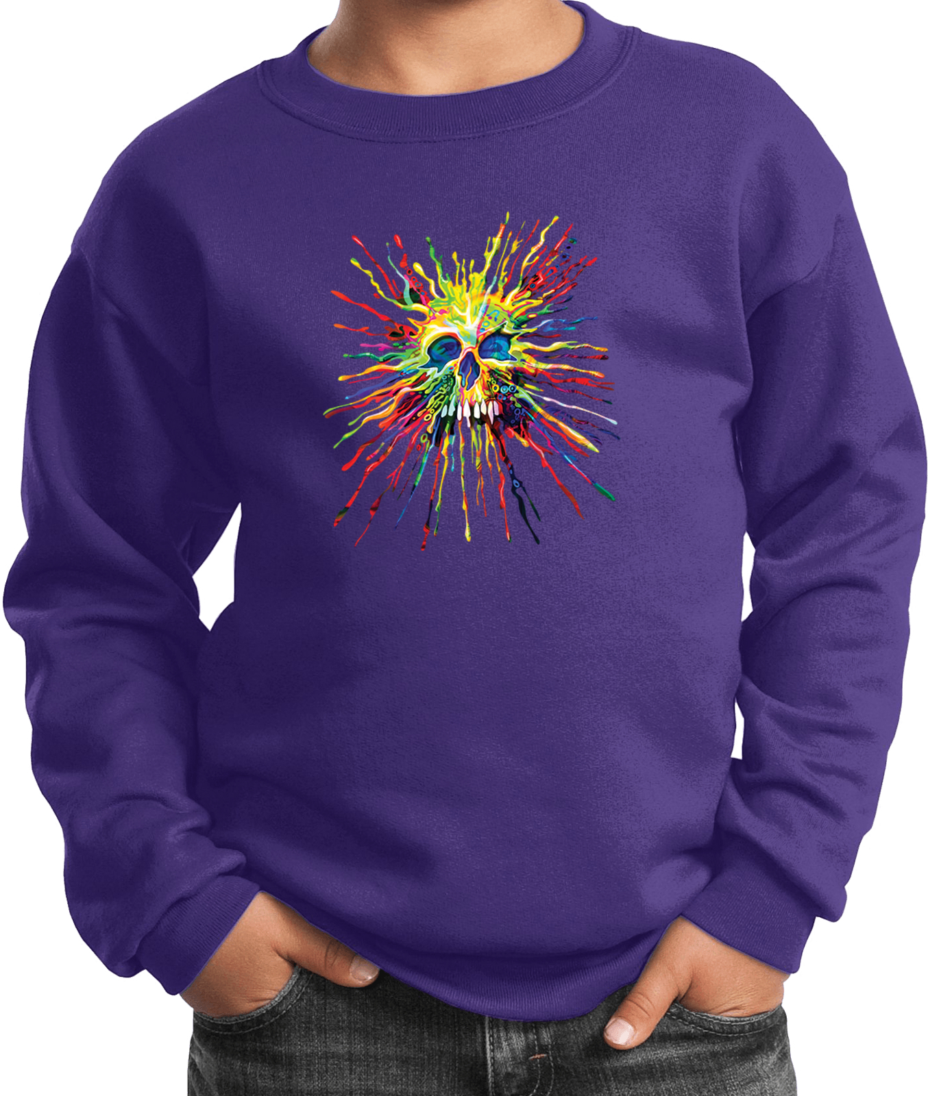 Buy Cool Shirts Splatter Skull Youth Kids Sweatshirt - Picture 12 of 14
