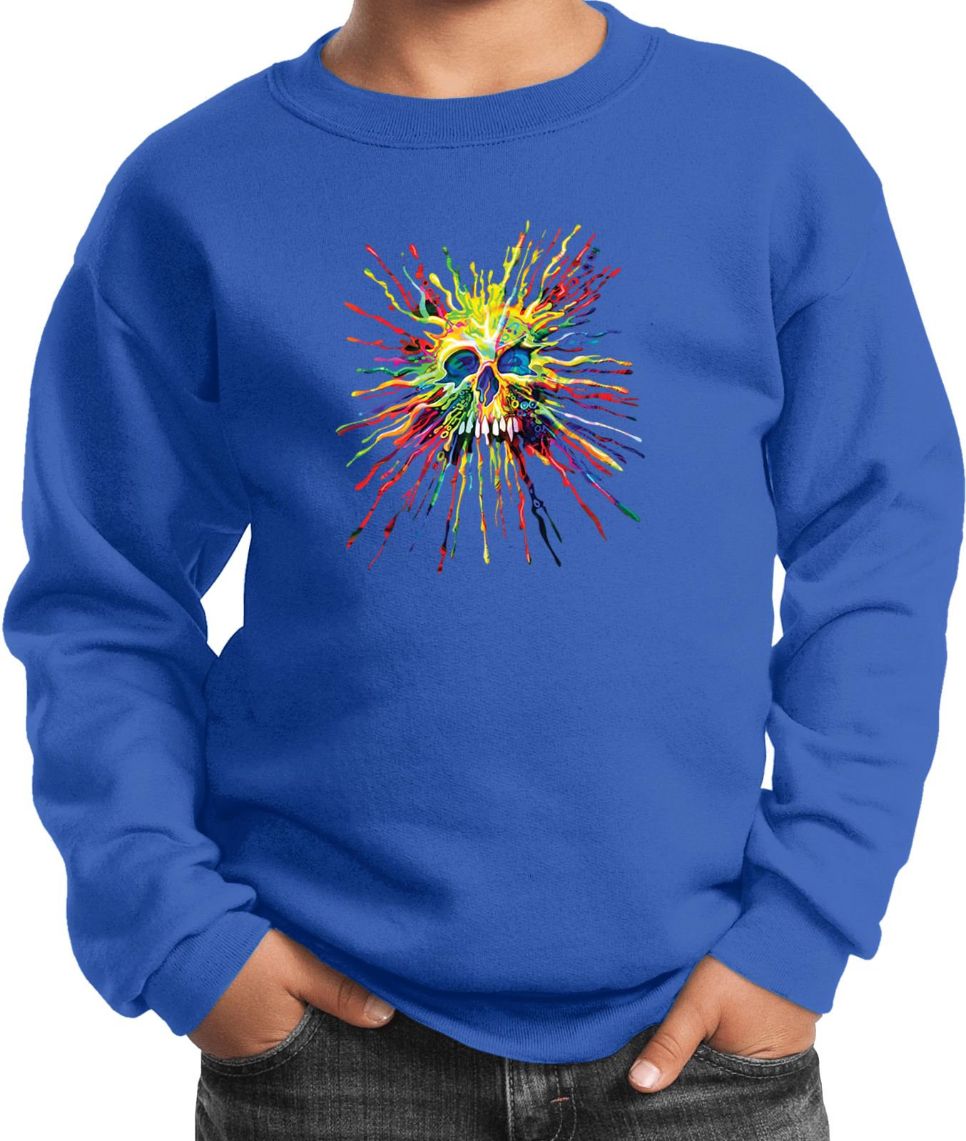 Buy Cool Shirts Splatter Skull Youth Kids Sweatshirt - Picture 13 of 14