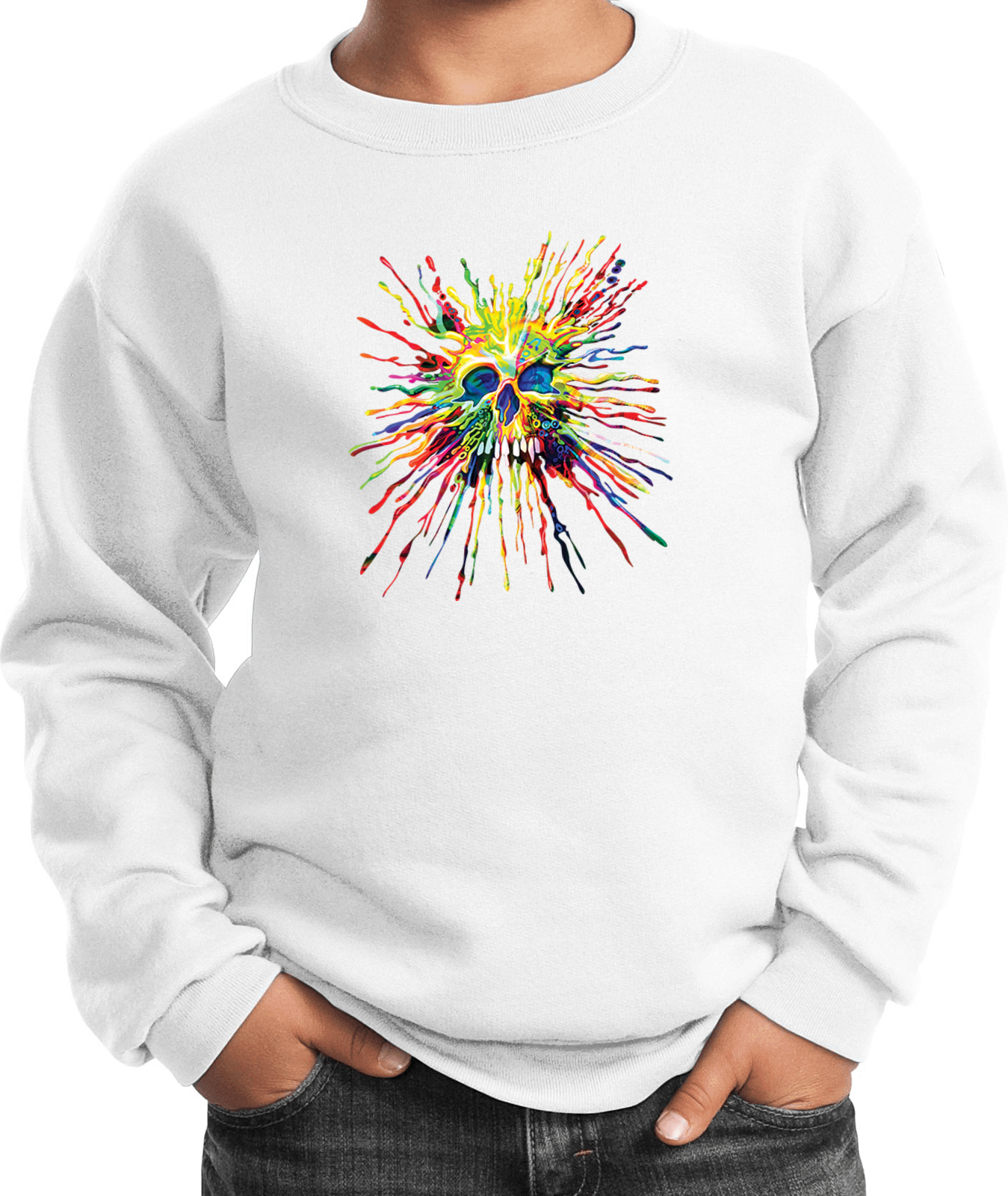 Buy Cool Shirts Splatter Skull Youth Kids Sweatshirt - Picture 14 of 14