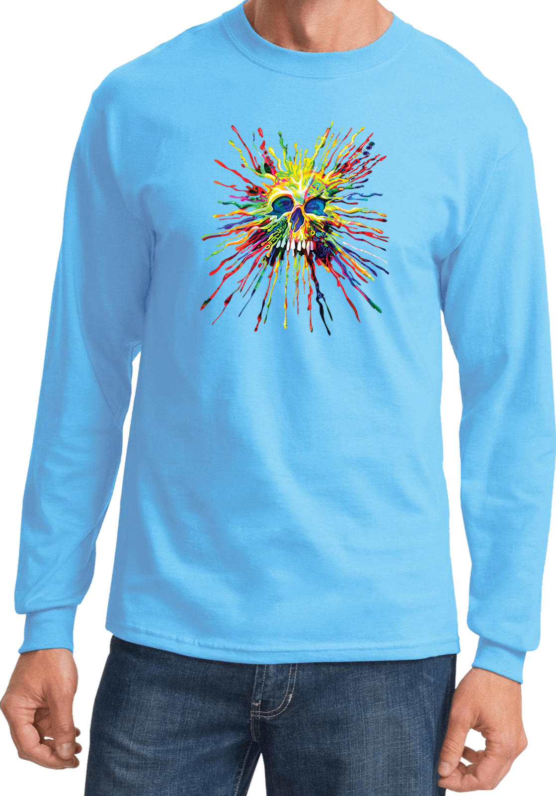 Buy Cool Shirts Splatter Skull Long Sleeve Shirt