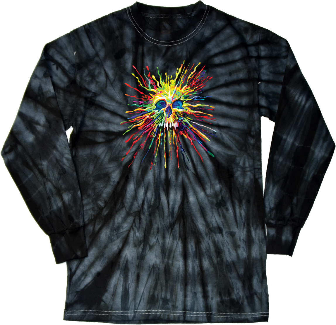 Buy Cool Shirts Splatter Skull Tie Dye Long Sleeve Shirt