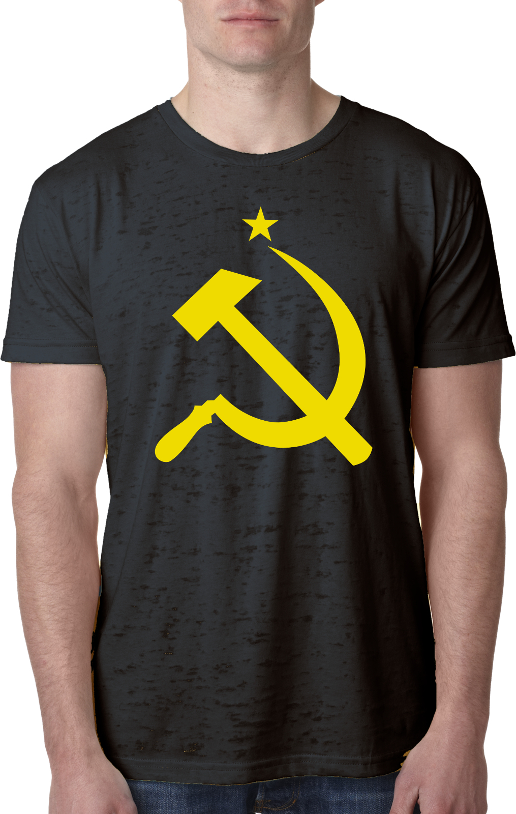 Buy Cool Shirts Soviet Union T-shirt Yellow Hammer and Sickle Burnout Tee