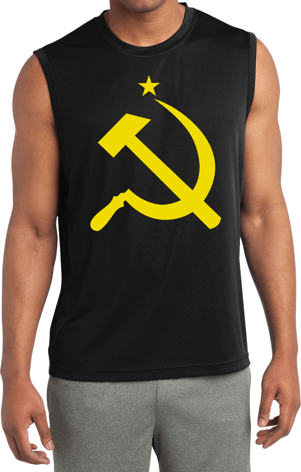Buy Cool Shirts Soviet Union Yellow Hammer and Sickle Sleeveless Competitor Tee