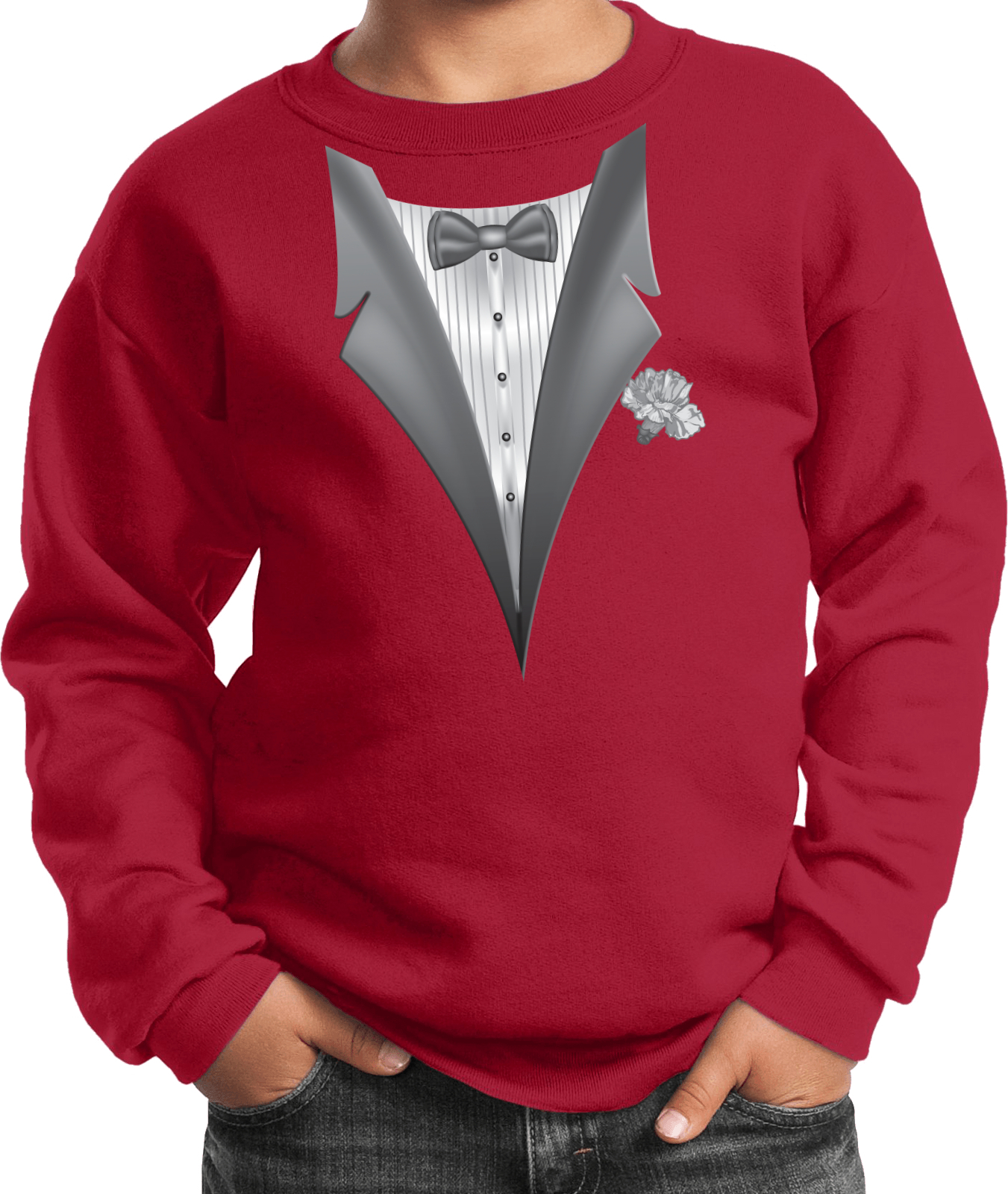 Buy Cool Shirts Kids Tuxedo Sweatshirt White Flower Youth Sweat Shirt - Picture 9 of 12