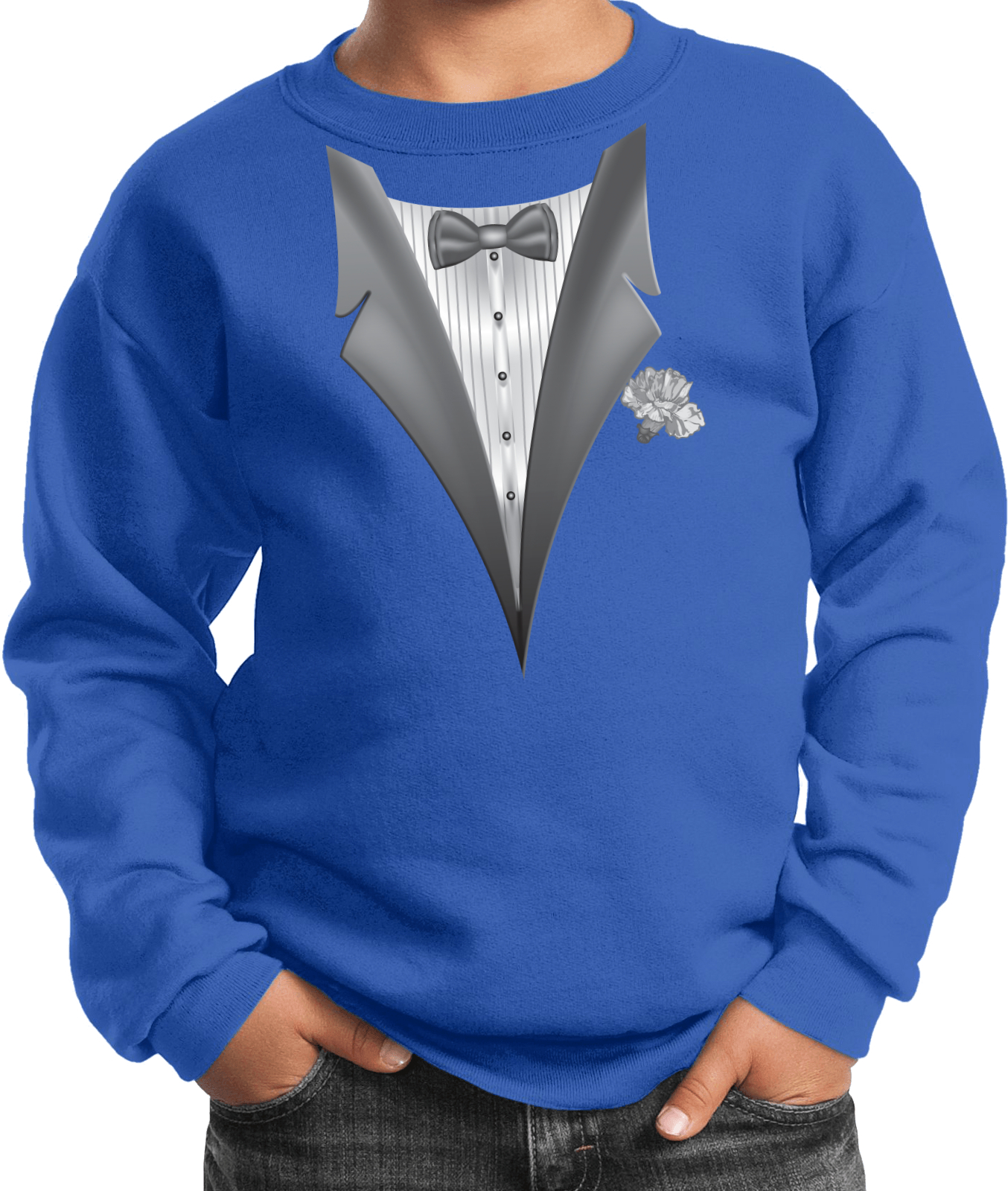 Buy Cool Shirts Kids Tuxedo Sweatshirt White Flower Youth Sweat Shirt - Picture 10 of 12